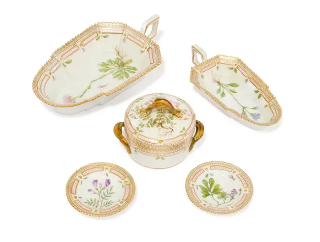 A group of Royal Copenhagen 'Flora Danica' porcelain