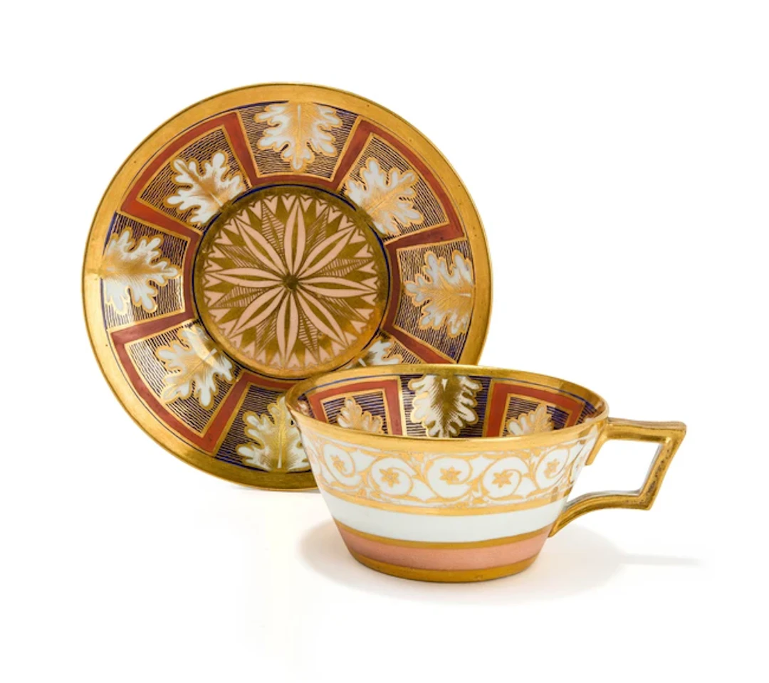 A fine Derby porcelain teacup and saucer