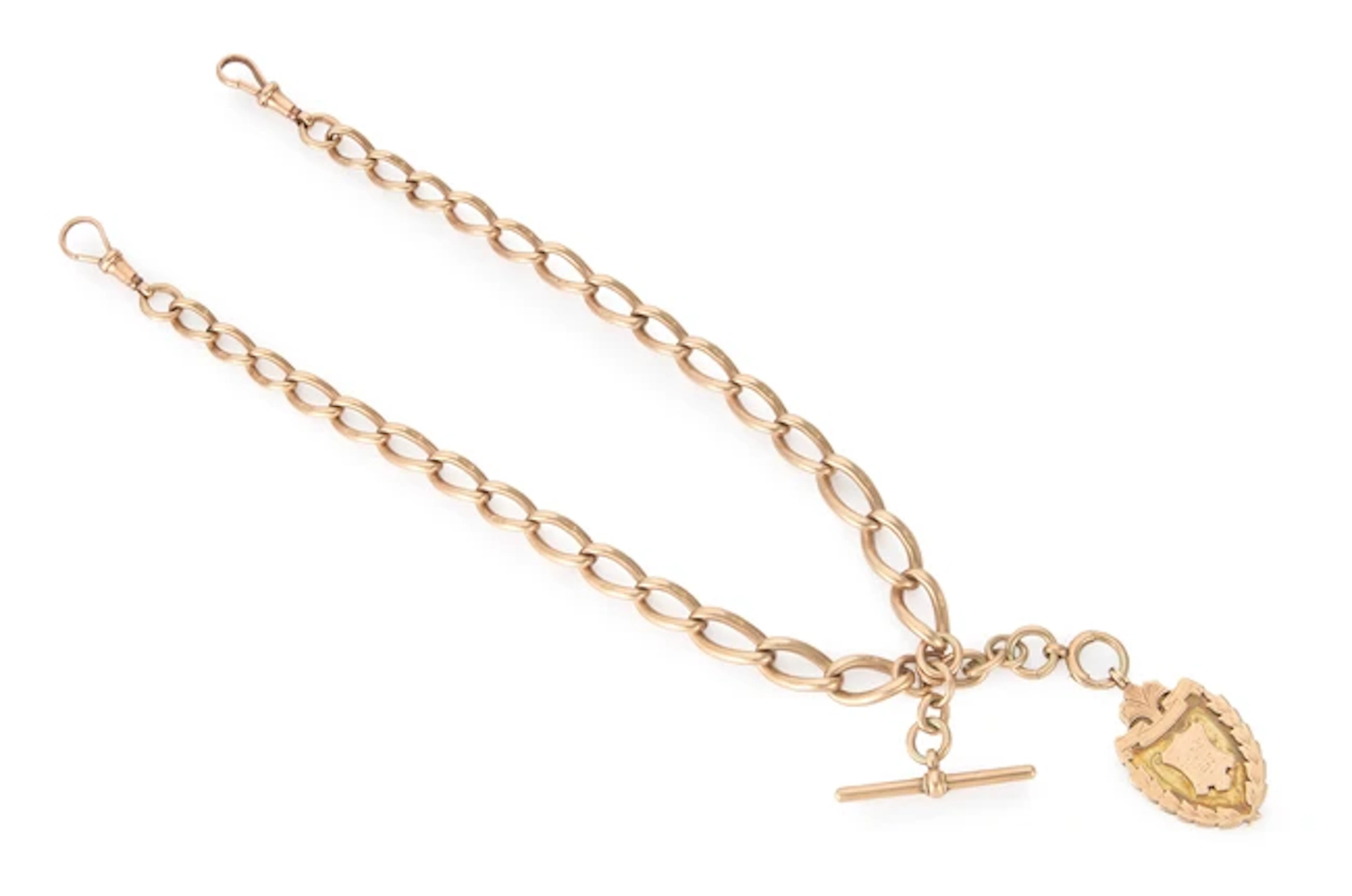 A late Victorian 9ct gold Albert watch chain