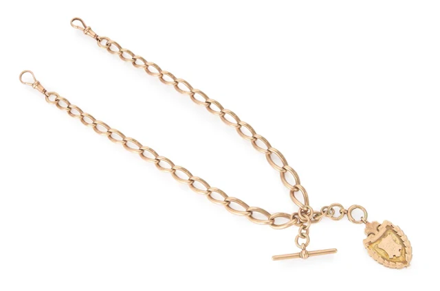 A late Victorian 9ct gold Albert watch chain