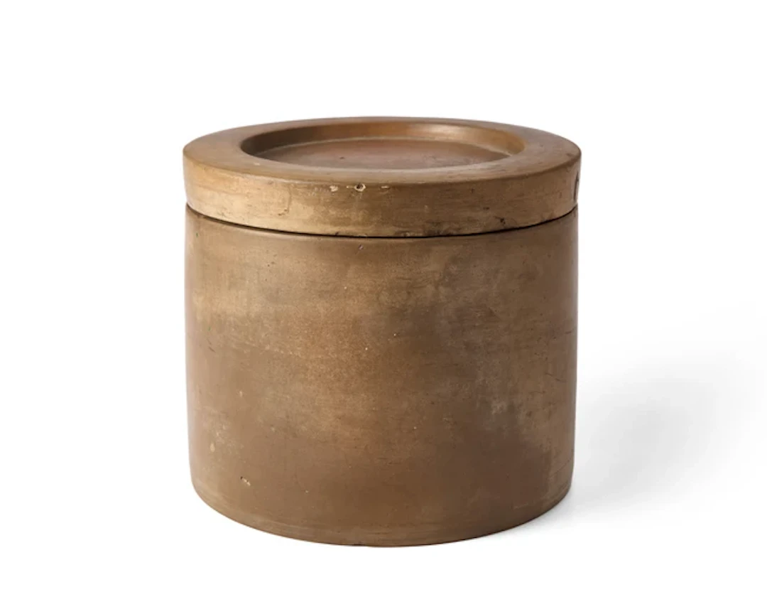 A Chinese 'chengni' stoneware cricket container and cover Late Qing dynasty