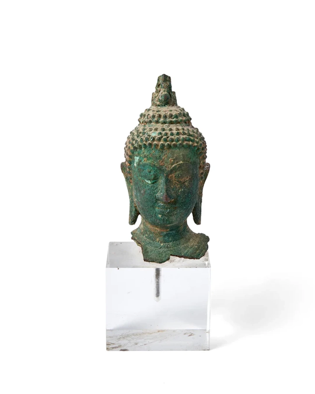 A Thai bronze head of Buddha 15th century The face...