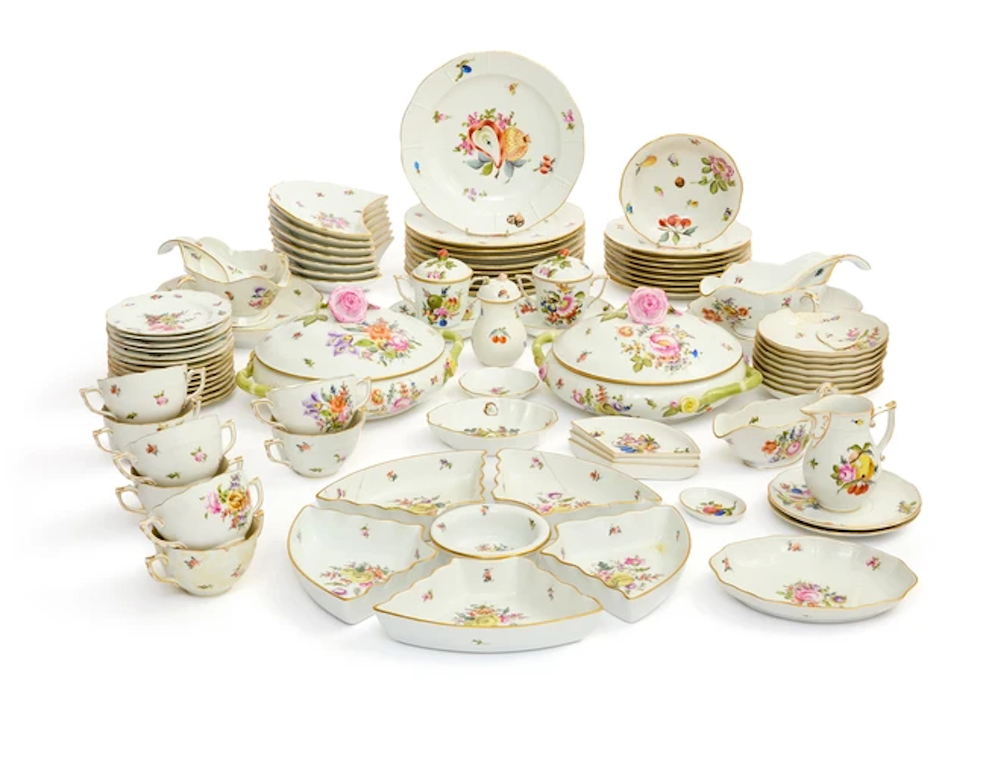 A Herend porcelain combined 'Bouquet of Flowers' (BHR)