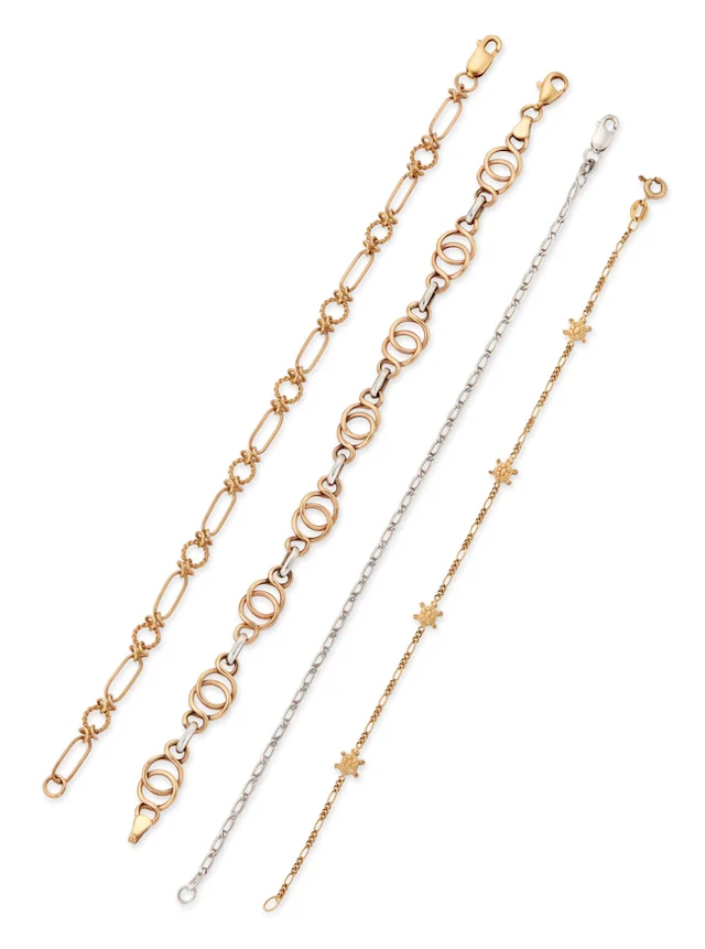 A group of four 9ct gold bracelets
