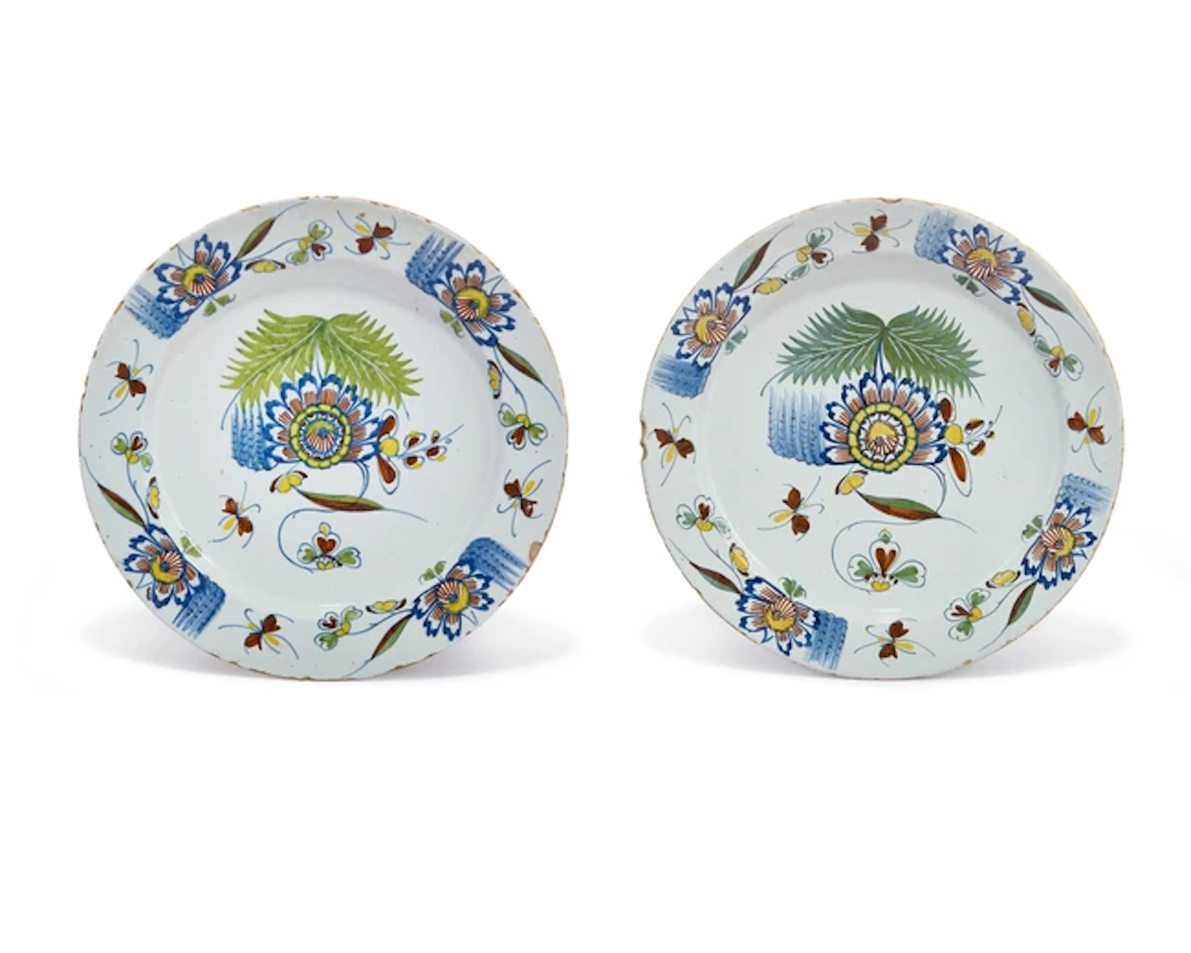 A pair of English delftware plates