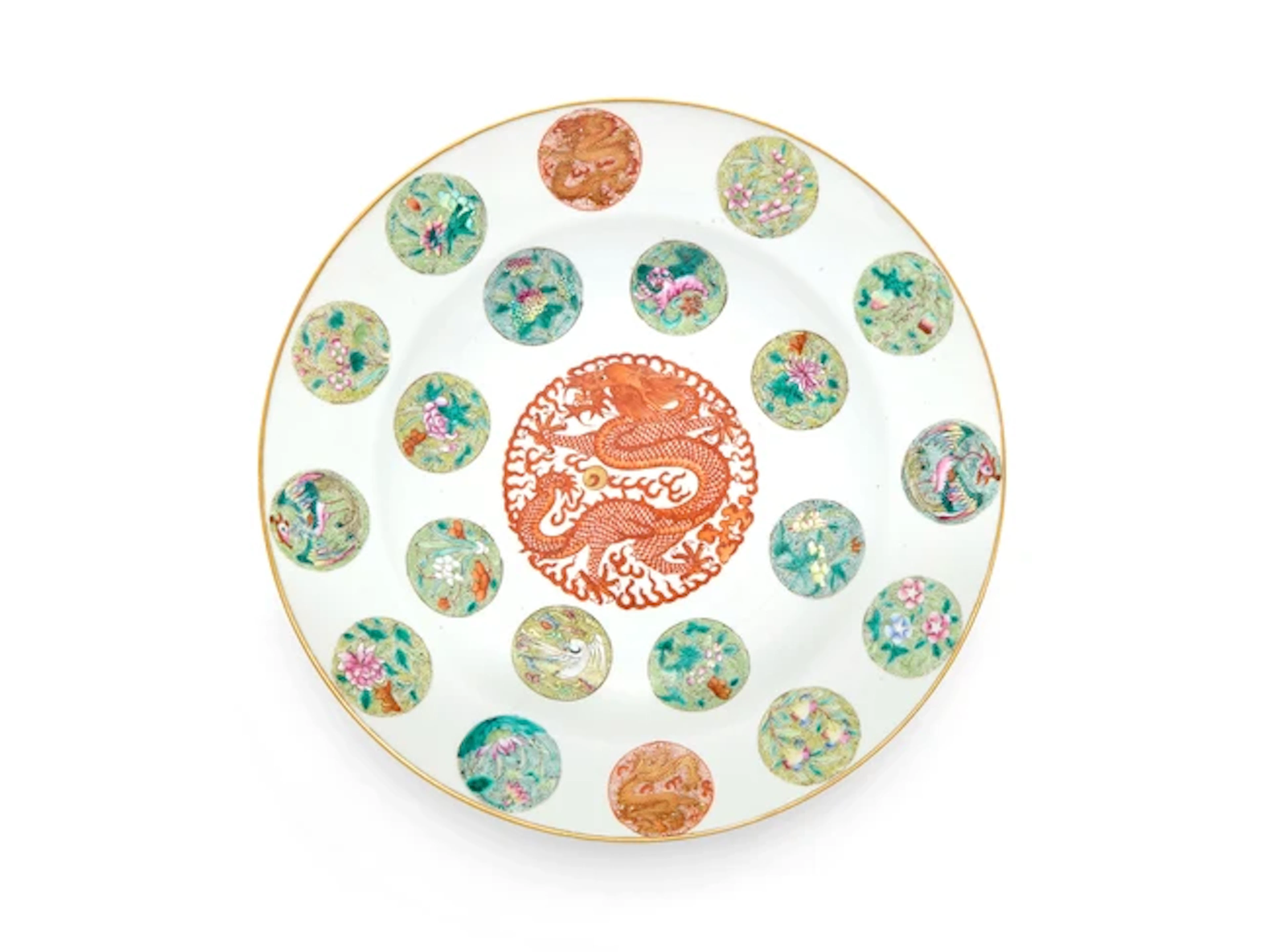 A Chinese famille rose ‘medallions’ dish Qing dynasty