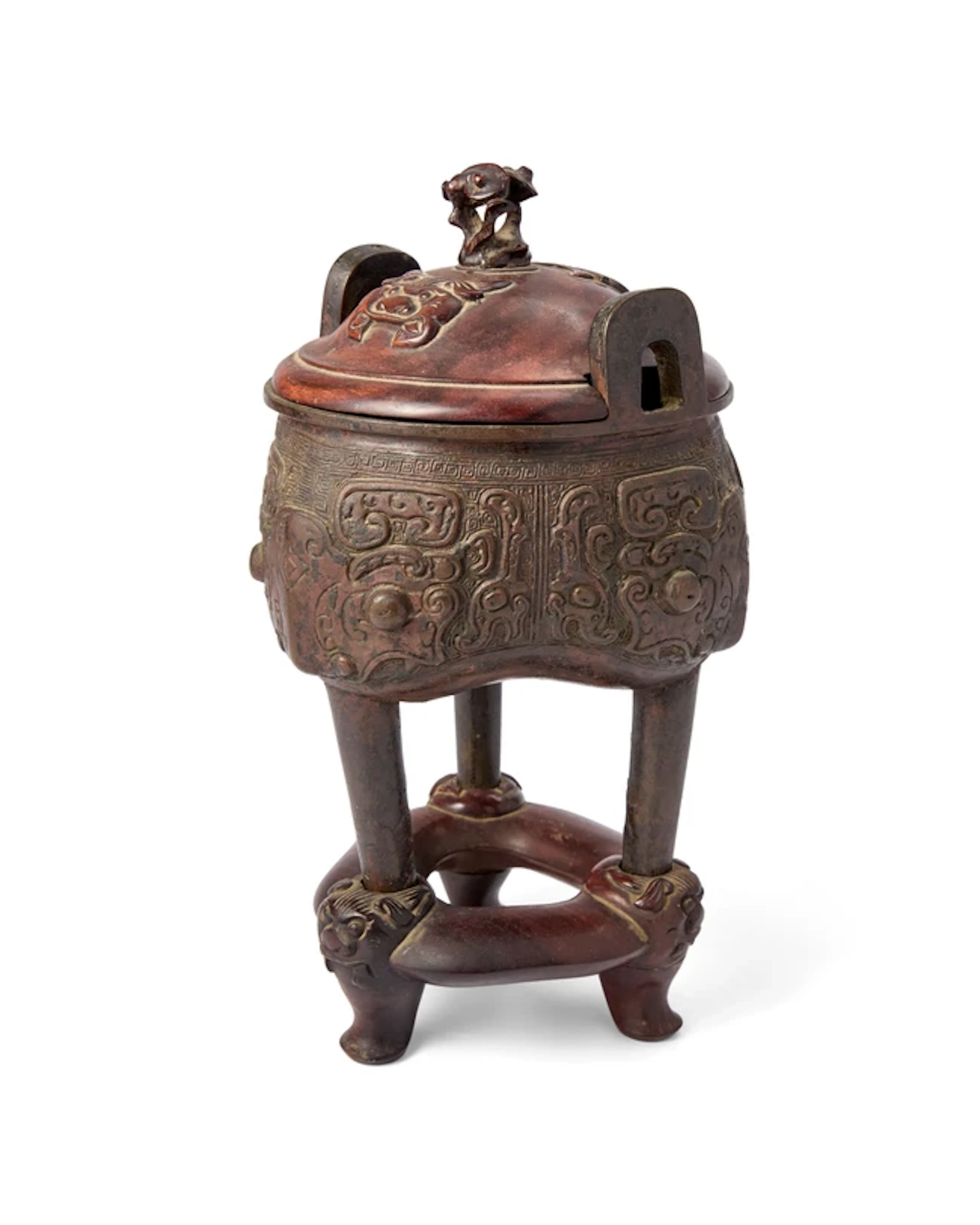 A Chinese bronze archaistic tripod incense burner