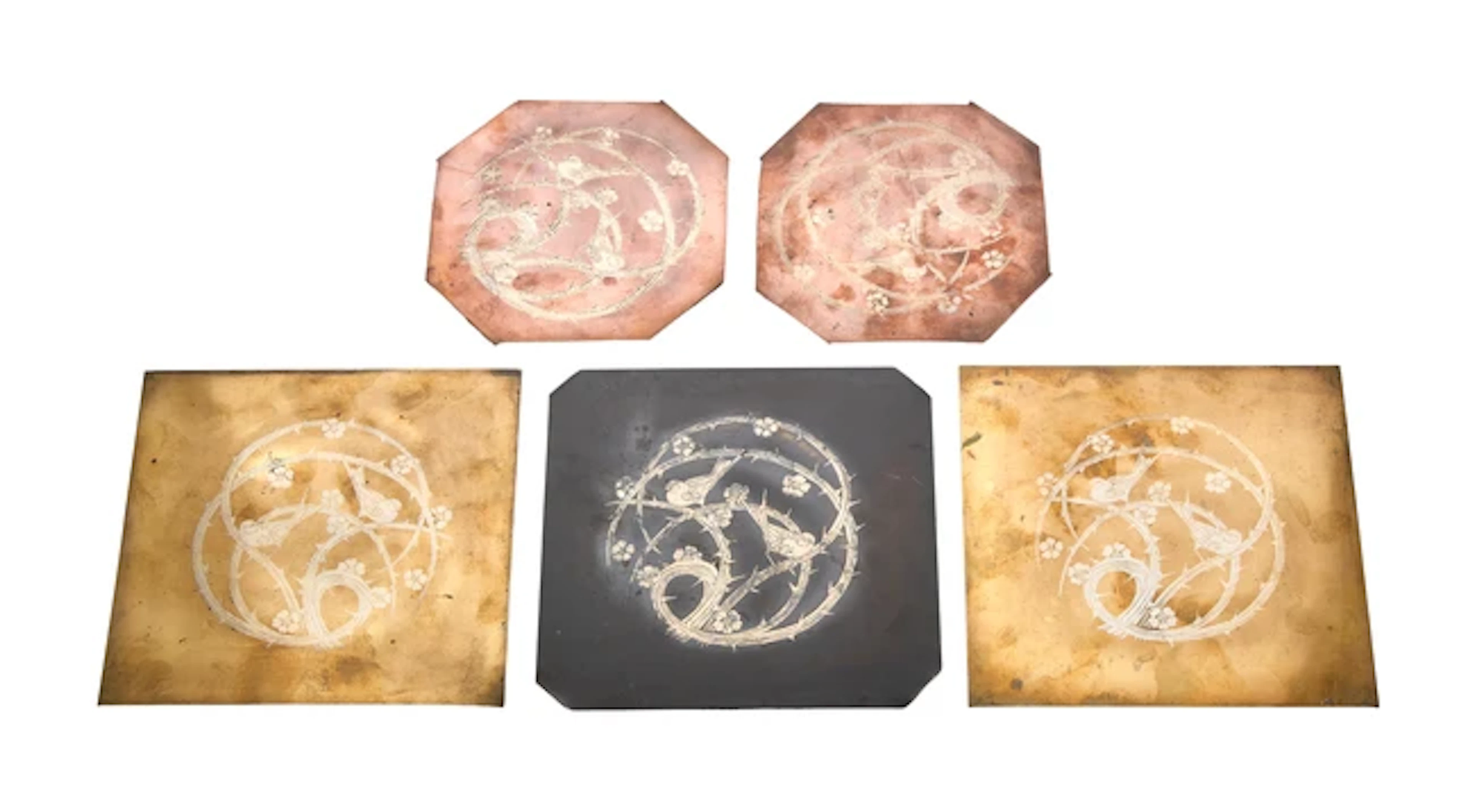 Lalique Five decorative metal plates