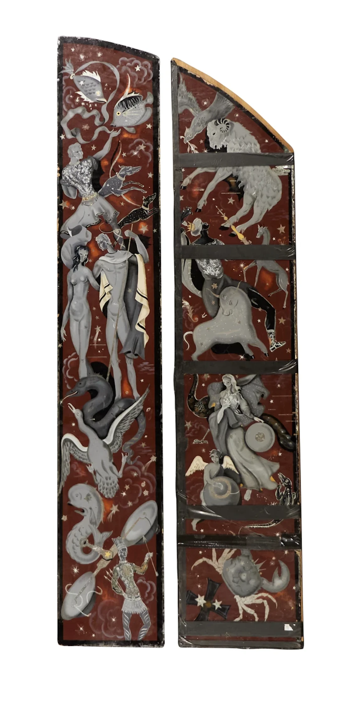 French Two Verre Eglomisé panels
