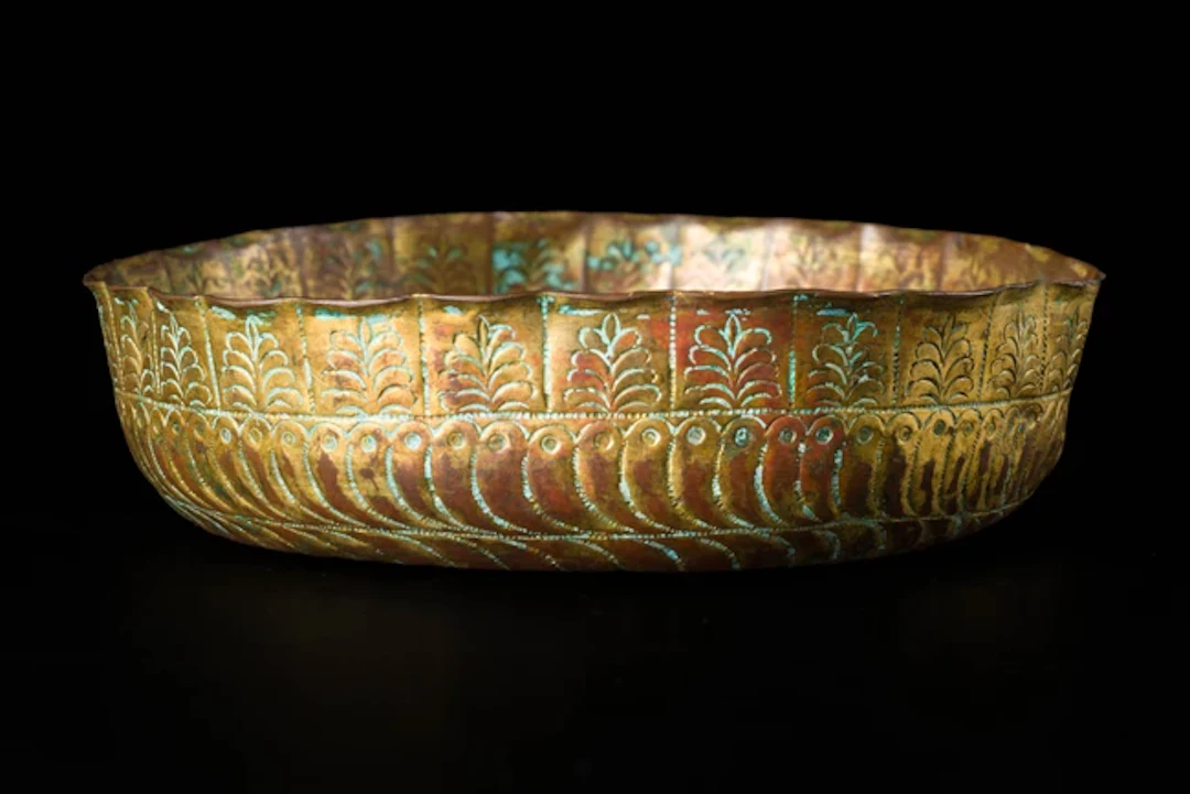 An Ottoman gilt copper (tombak) hammam bowl
