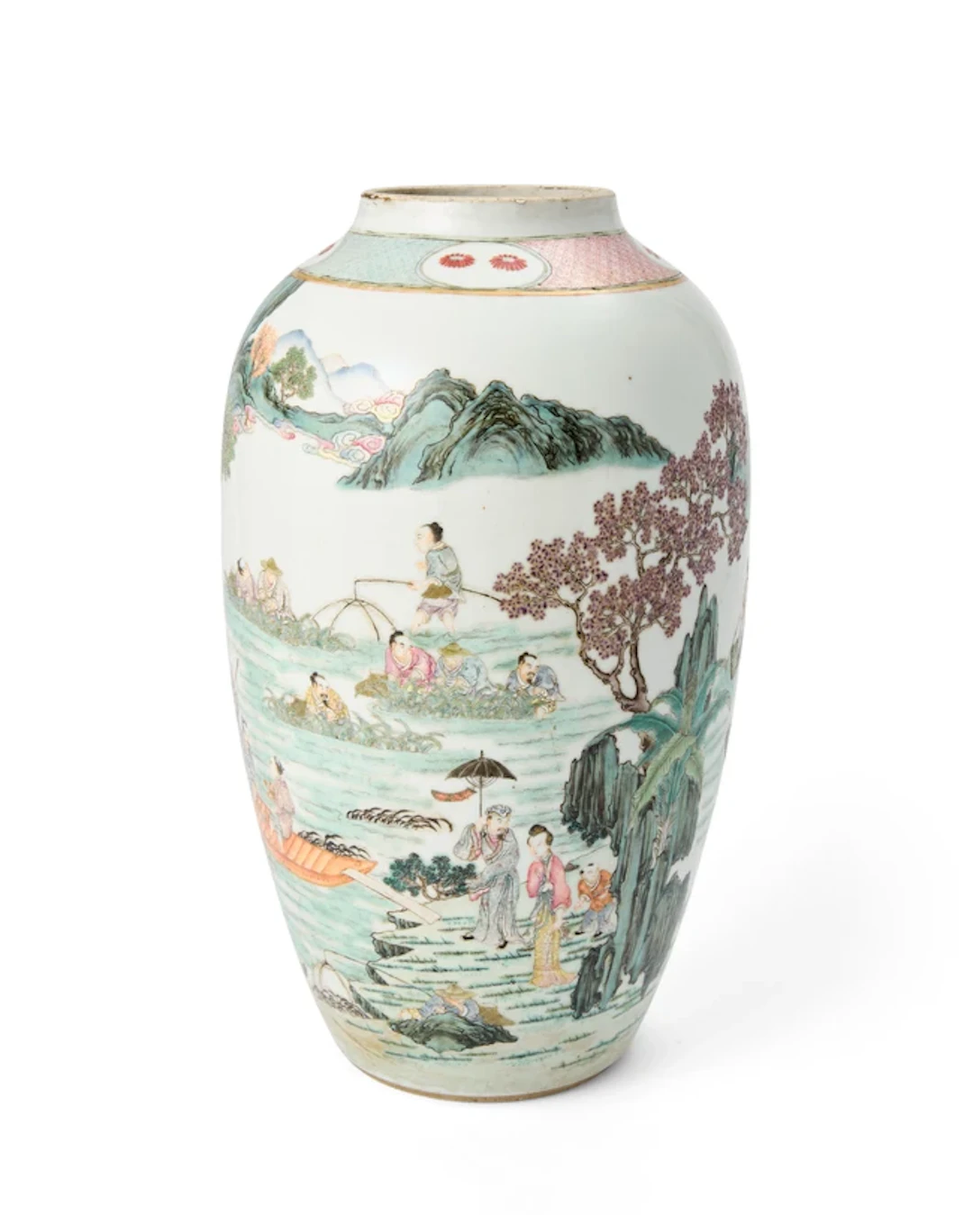 A Chinese famille rose 'fisherman' vase Late Qing dynasty