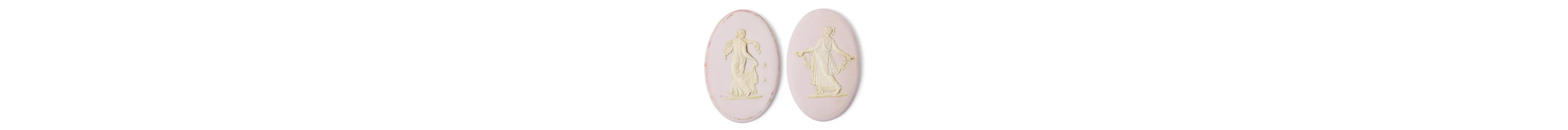 Two Wedgwood (Etruria) lilac Jasperware oval plaques