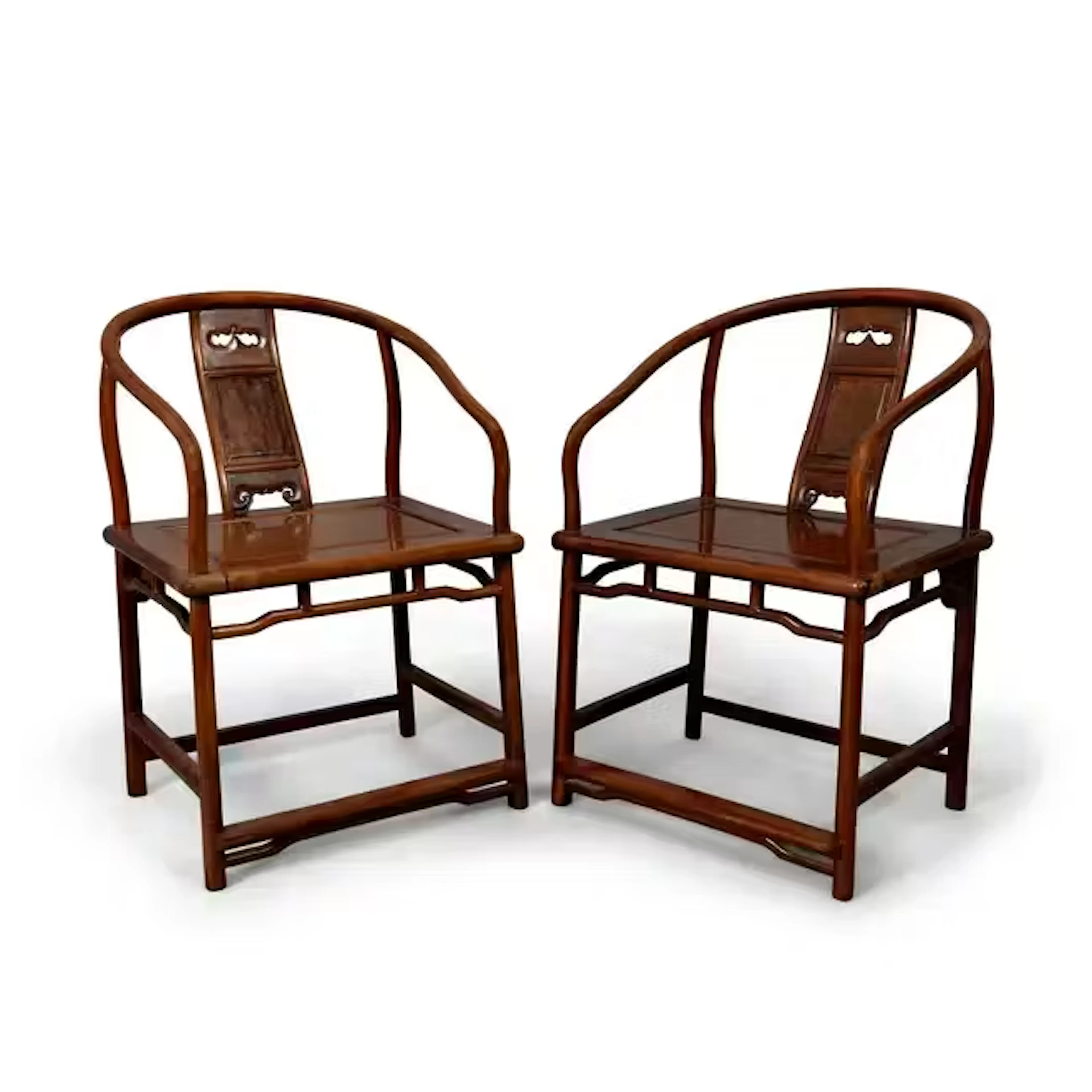 A pair of Chinese huanghuali Ming-style horseshoe-back...