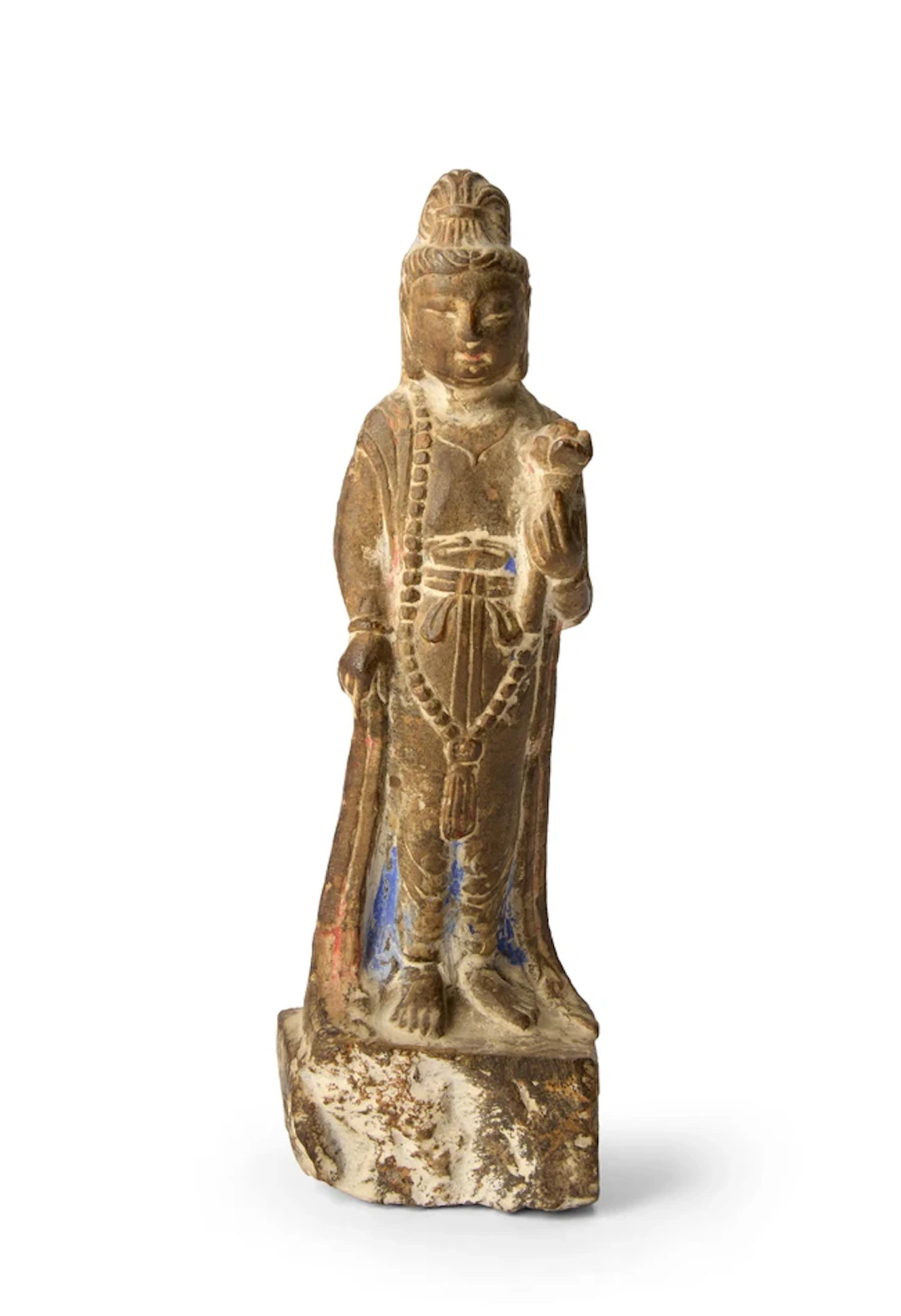 A Chinese carved limestone figure of Guanyin Sui-Tang...