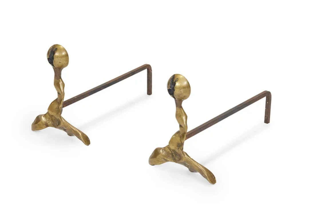 Brutalist Pair of andirons