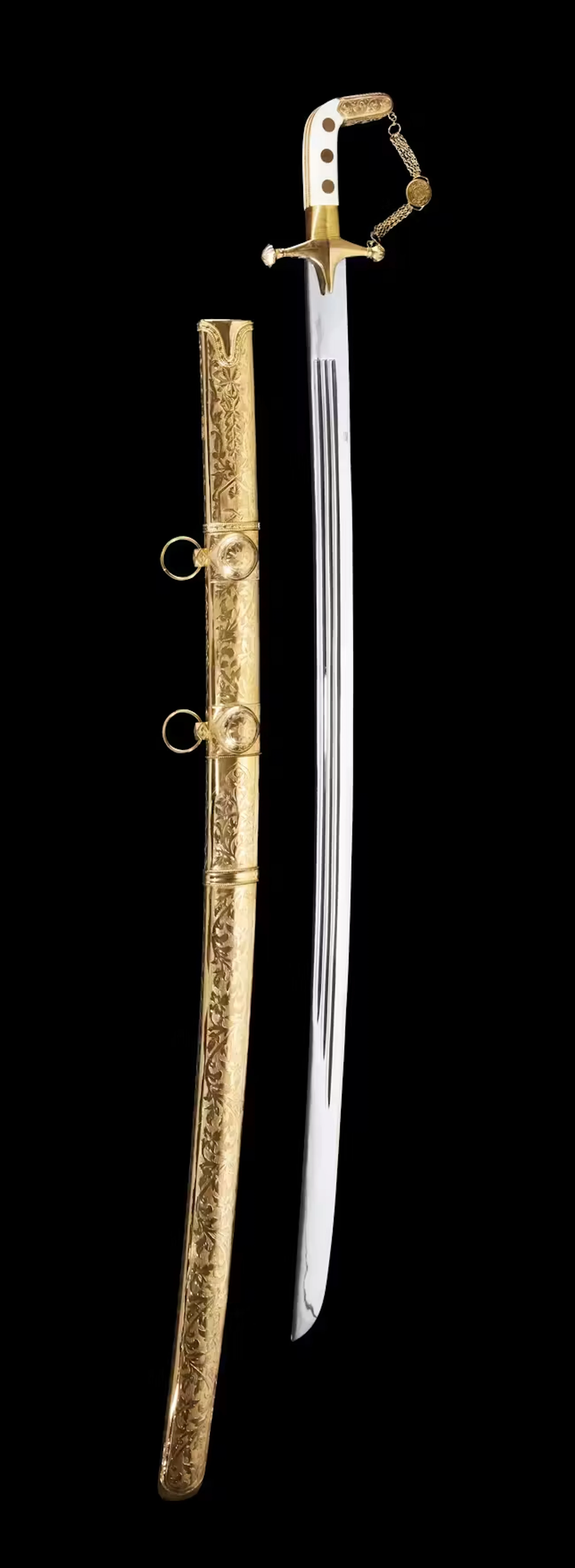 A diamond-set presentation sword (saif) with gold fittings