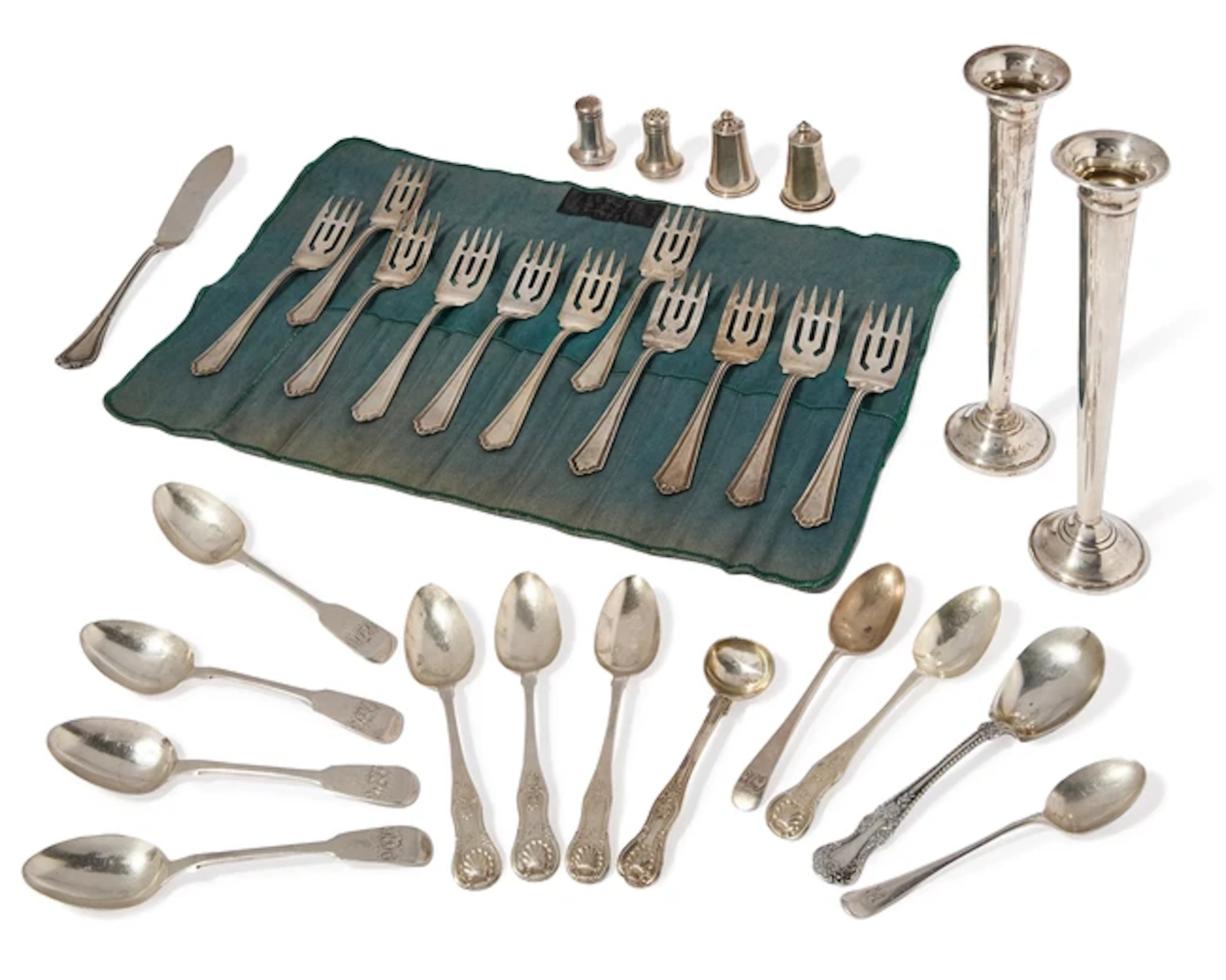 A set of eleven American silver forks
