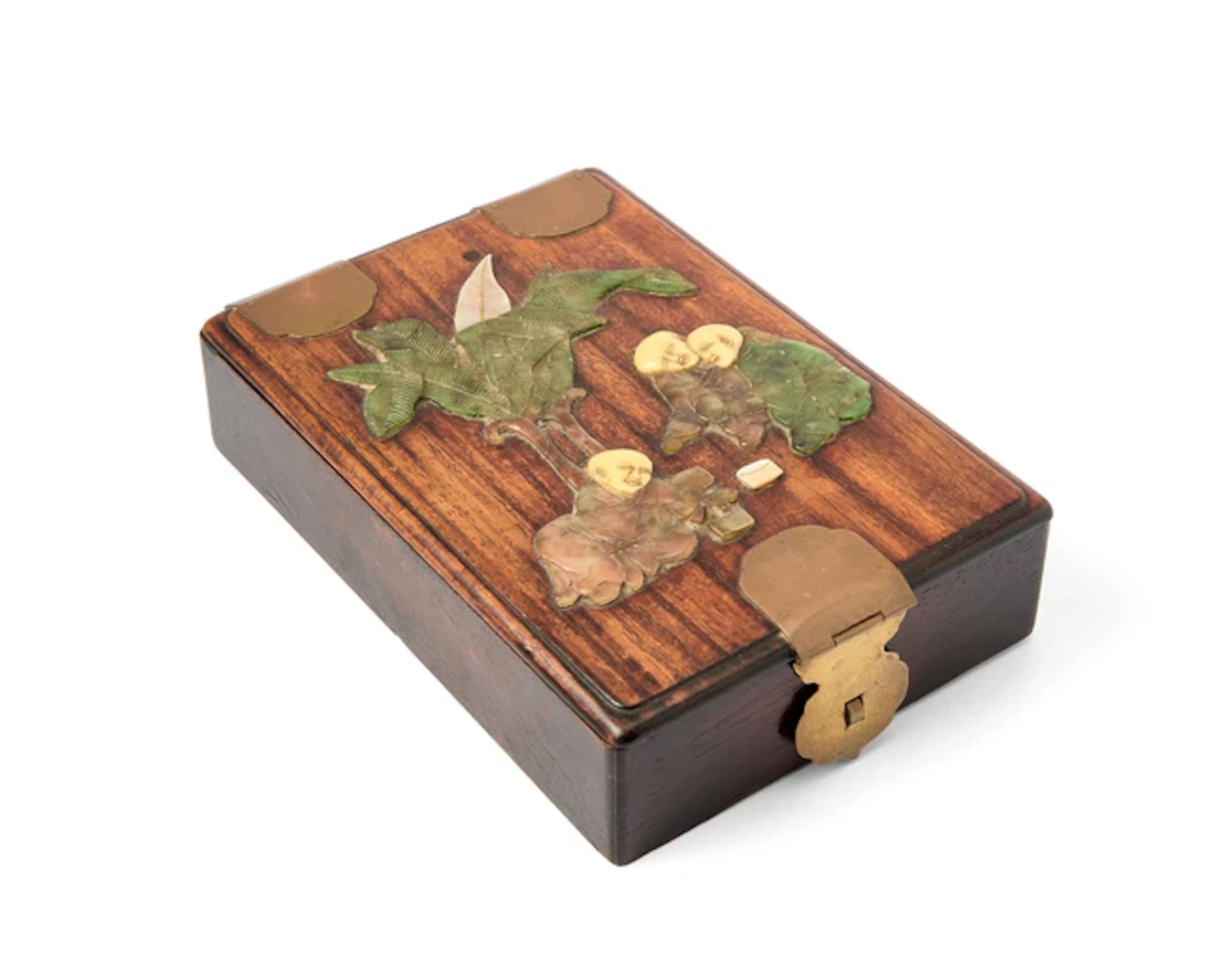 A Chinese hardstone-inlaid zitan box and cover Late Qing...