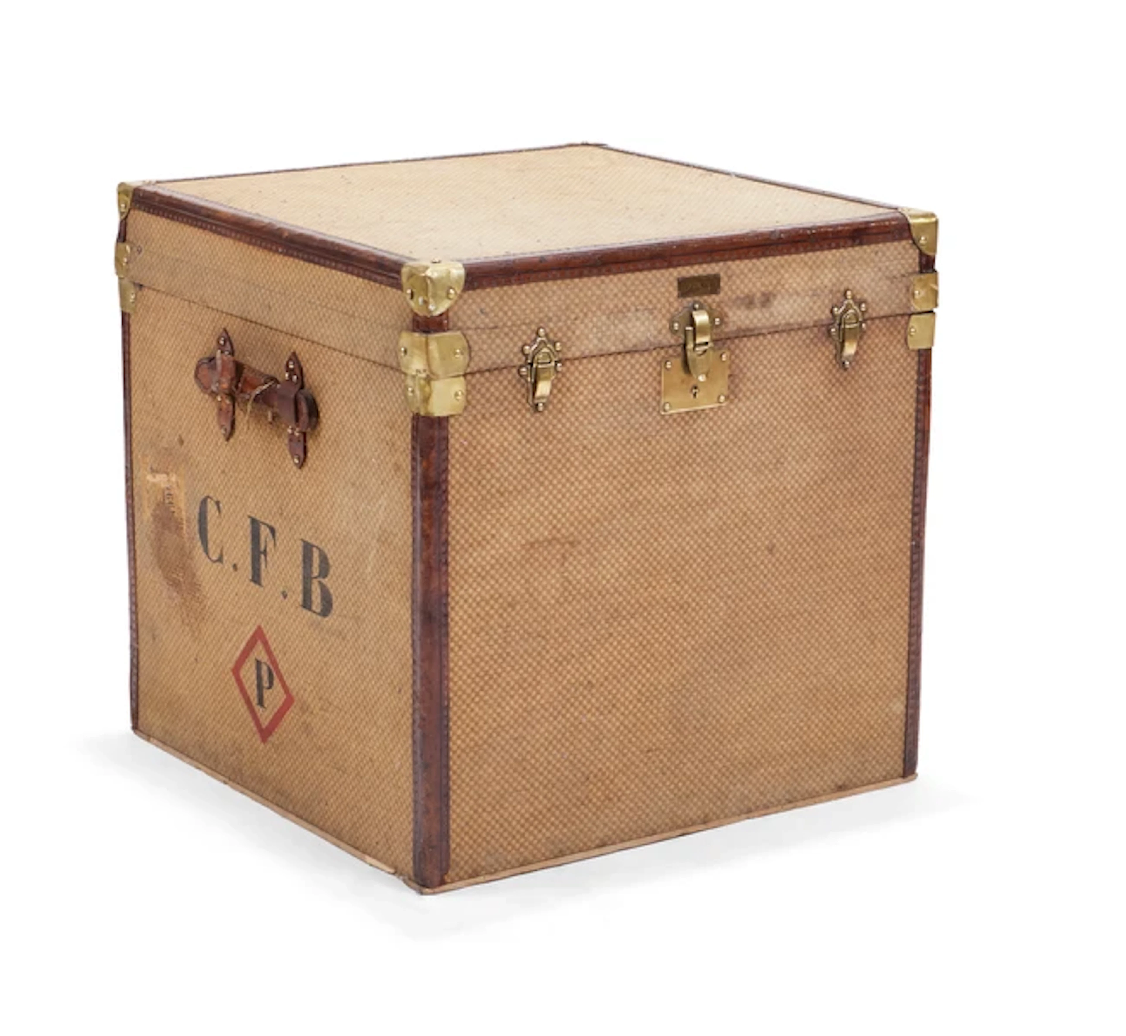 A French canvas covered travelling trunk
