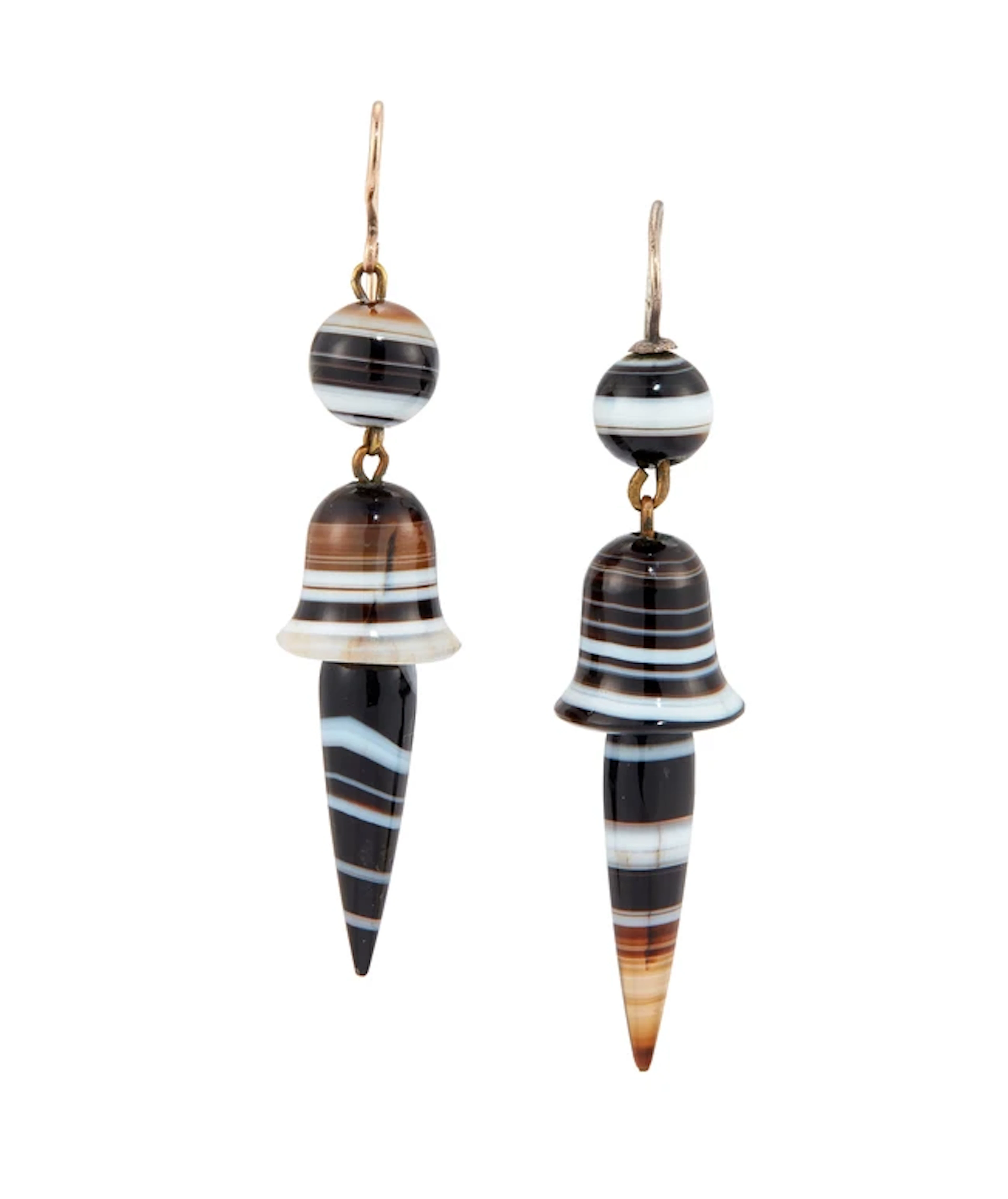 A pair of Victorian agate drop earrings