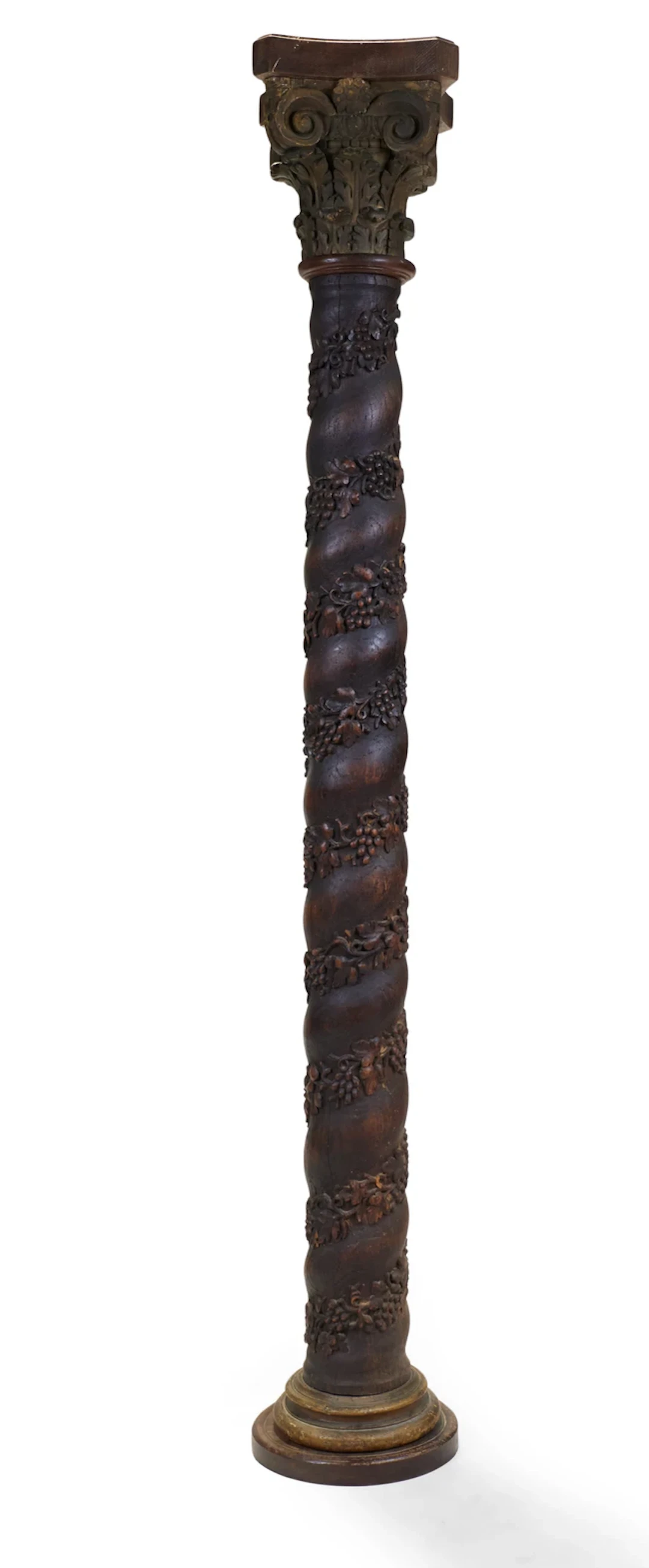 A South European carved oak Solomonic column