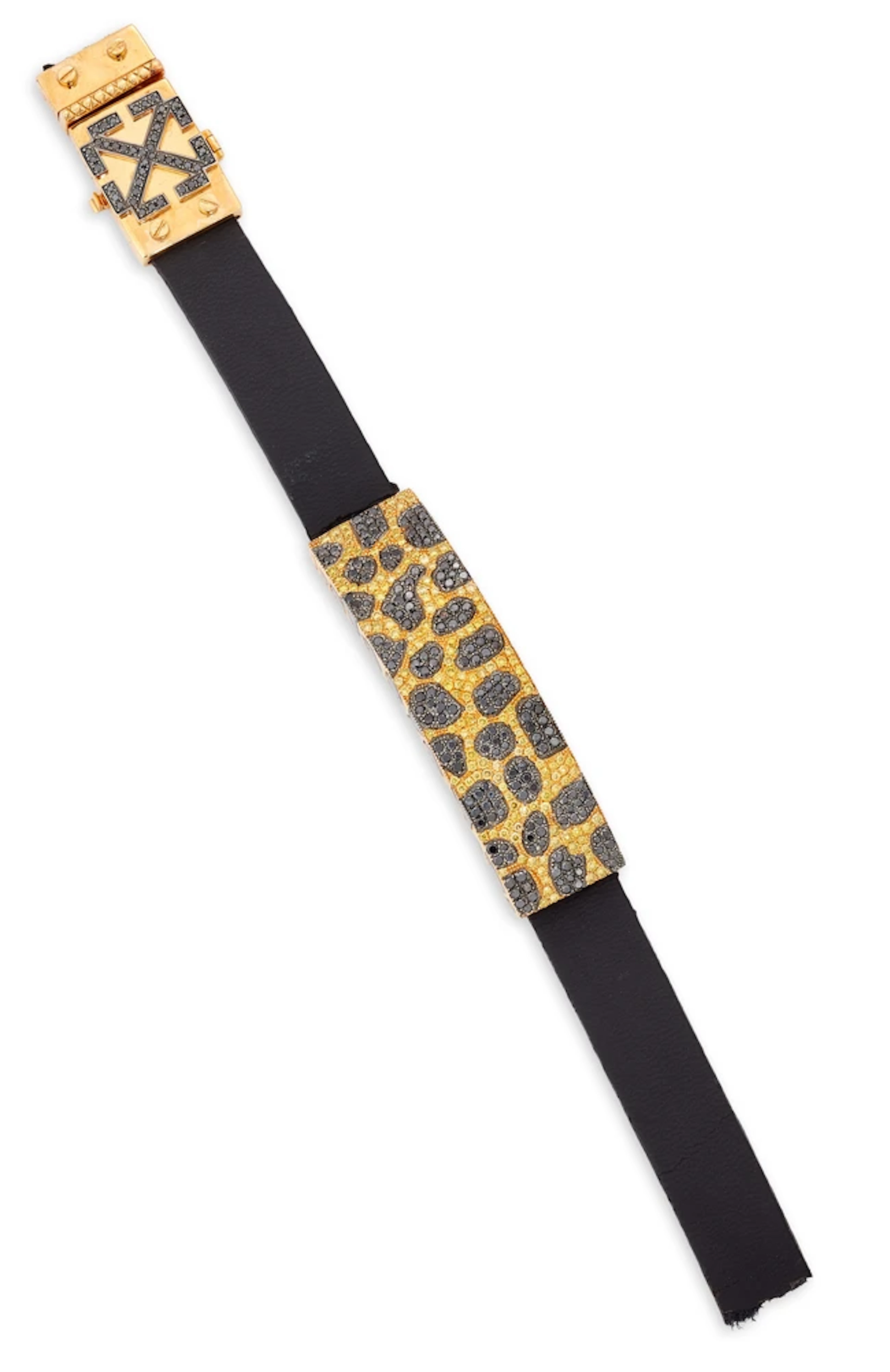 A coloured diamond set leather bracelet