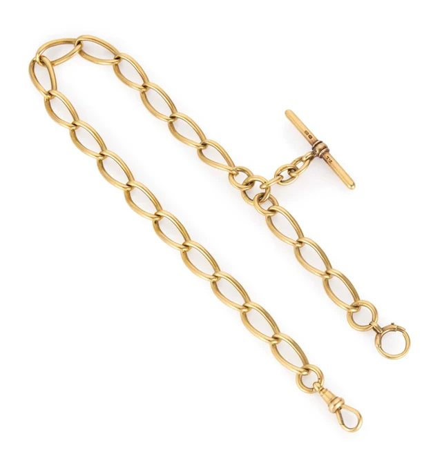 An early 20th century 18ct gold Albert watch chain