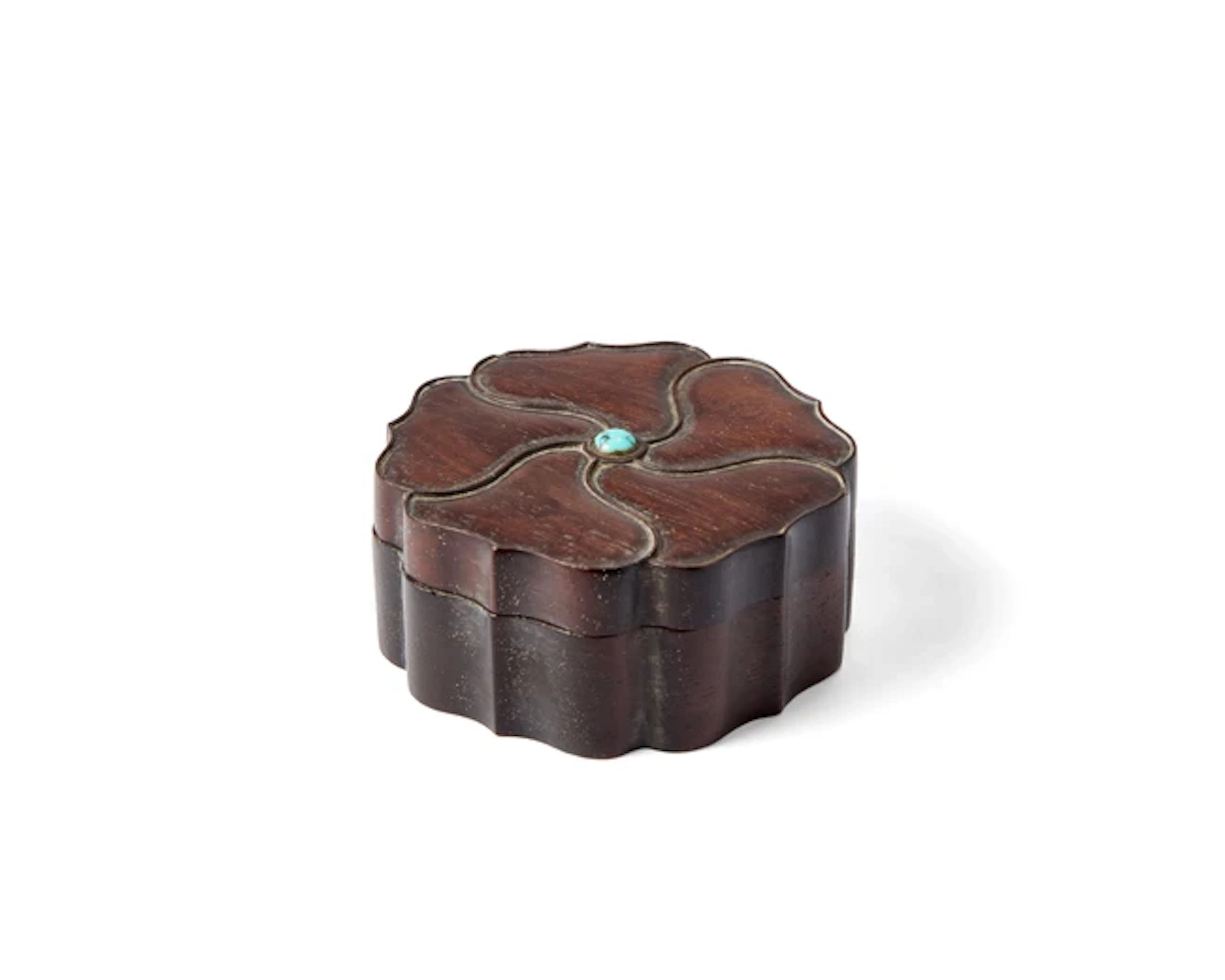 A Chinese zitan turquoise-inlaid 'floral' scholar's box and cover Qing dynasty