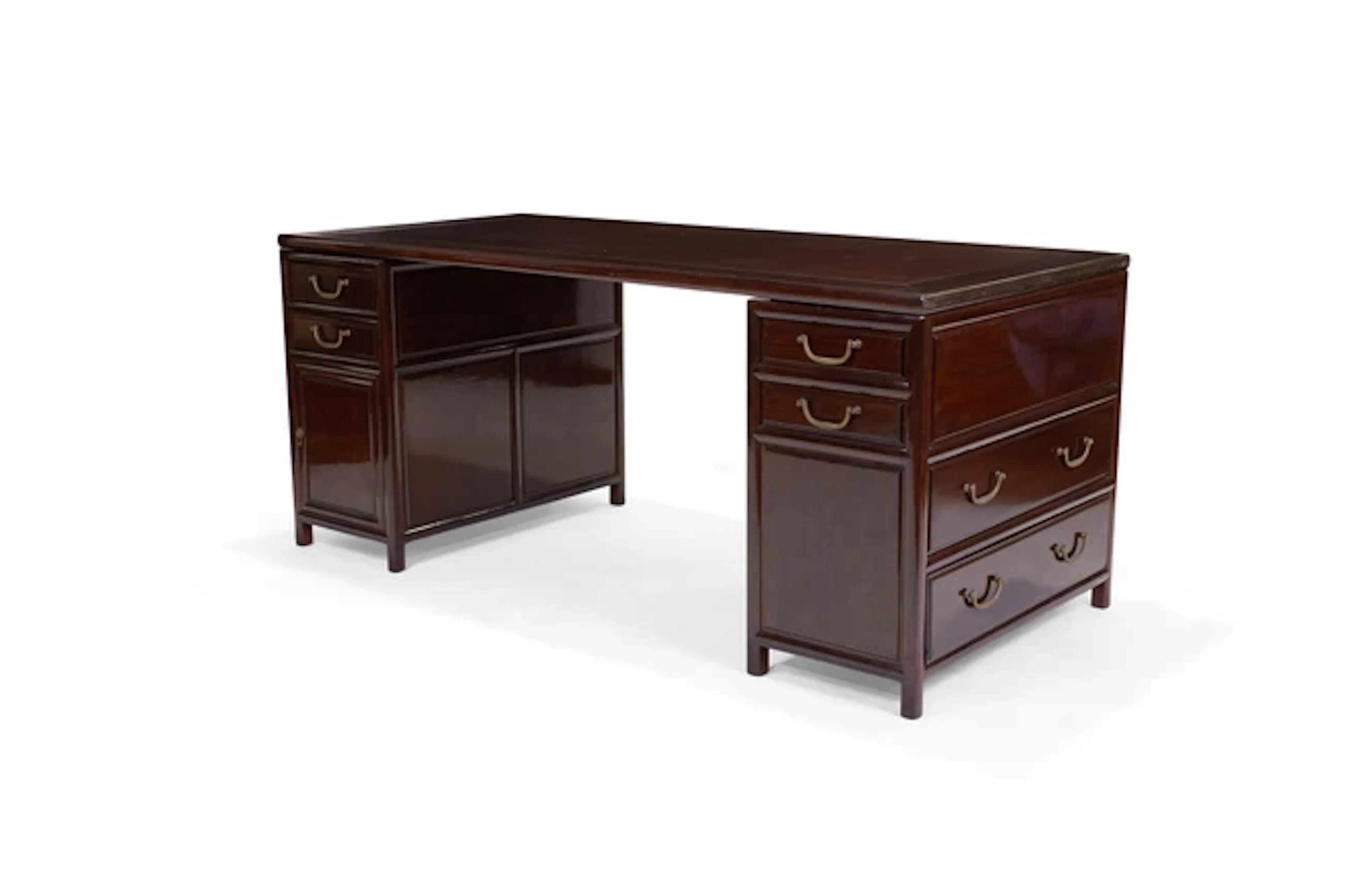 A Chinese hongmu partners desk 20th century The...