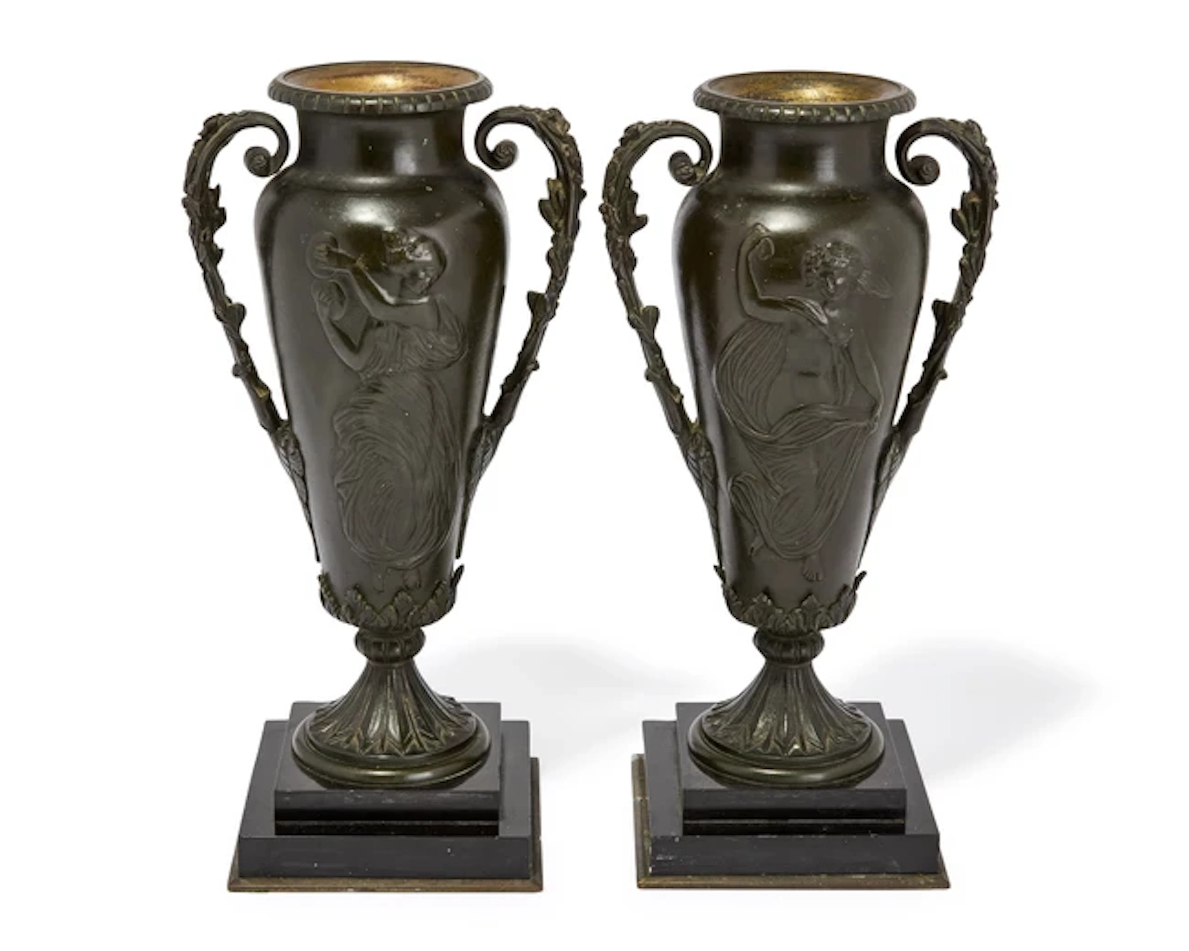 A pair of French bronze vases