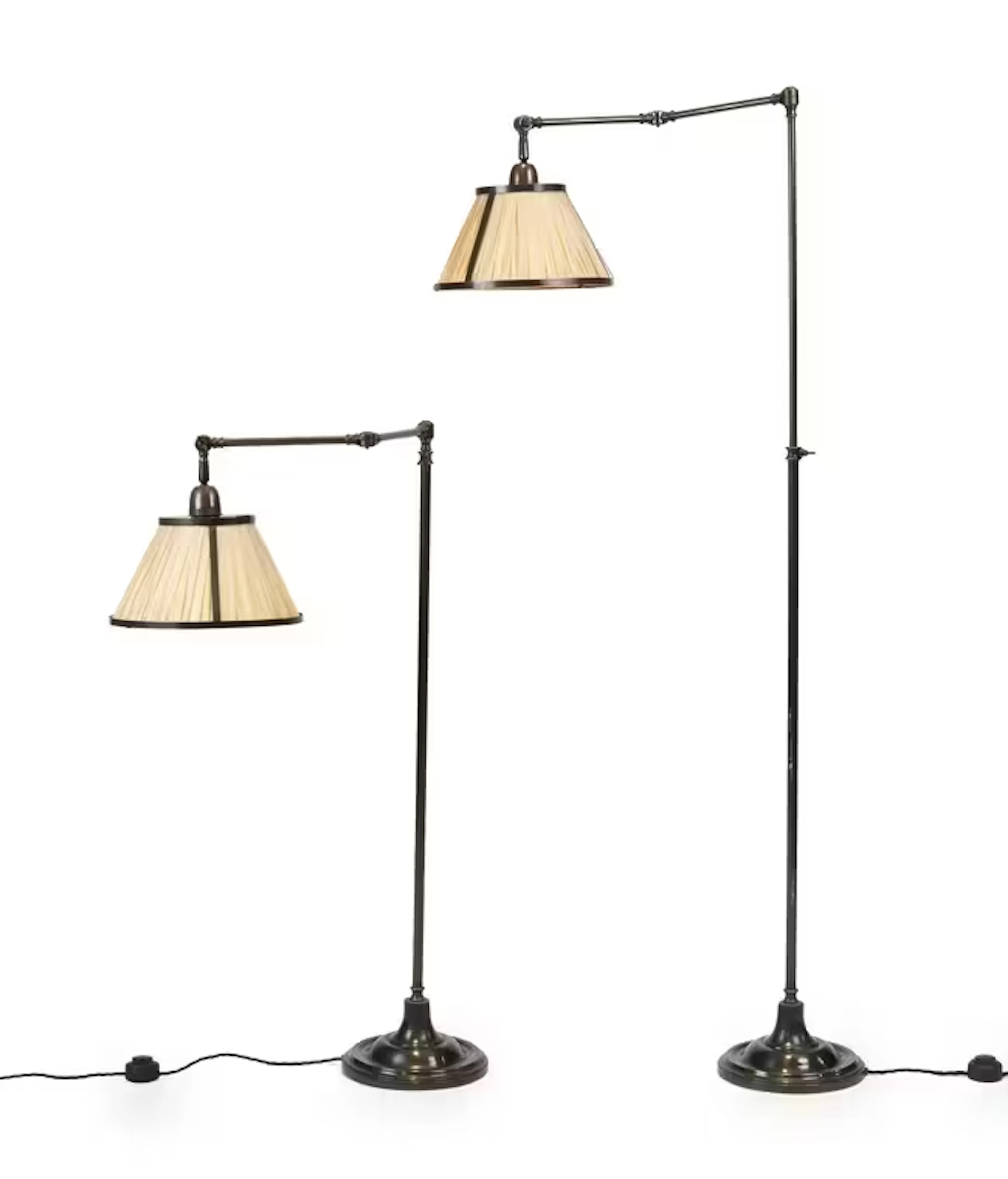 A pair of modern bronzed adjustable reading lamps