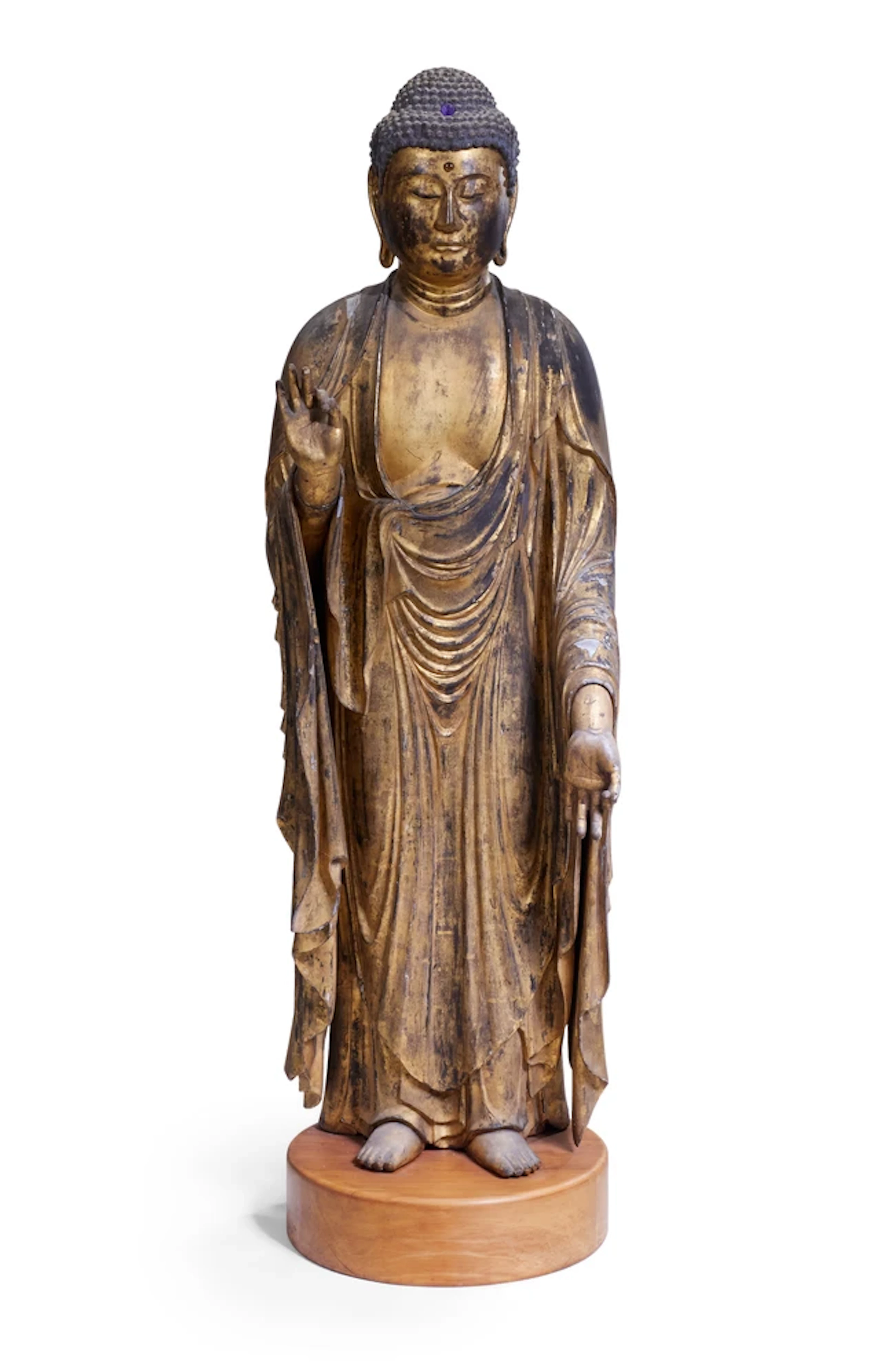 A Japanese gilt-wood life-size statue of Amida Buddha Edo period