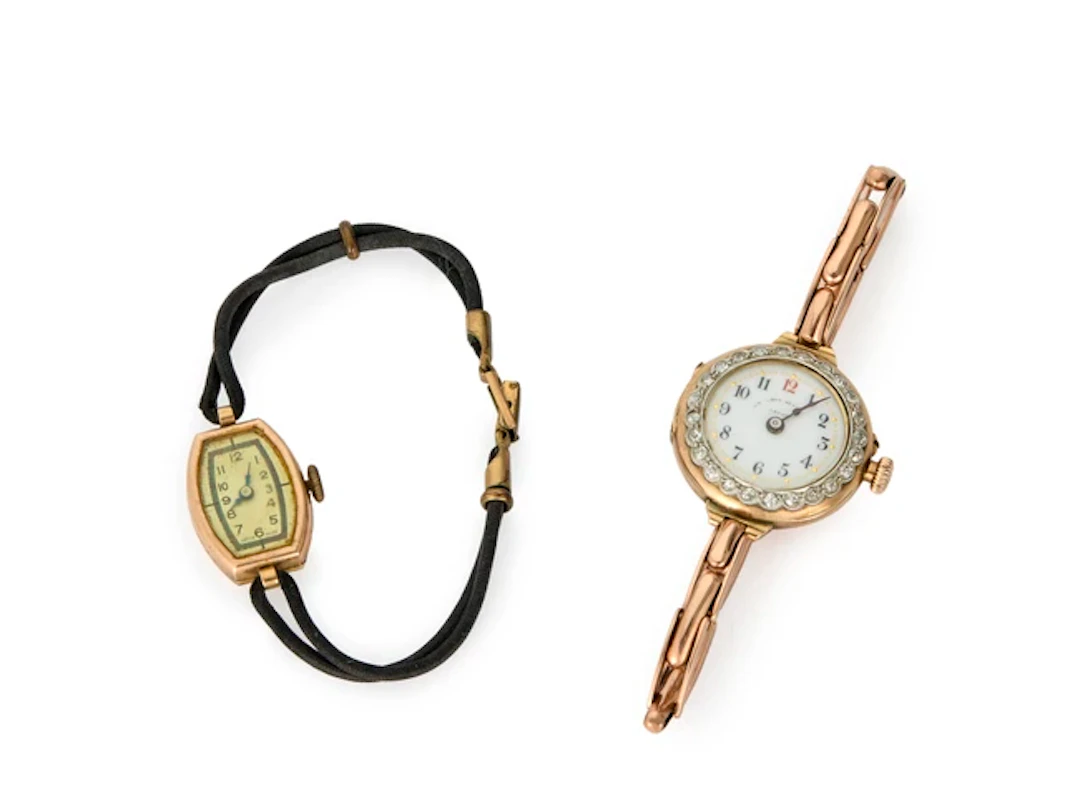 Two manual wind wristwatches Comprising: a 9ct gold...