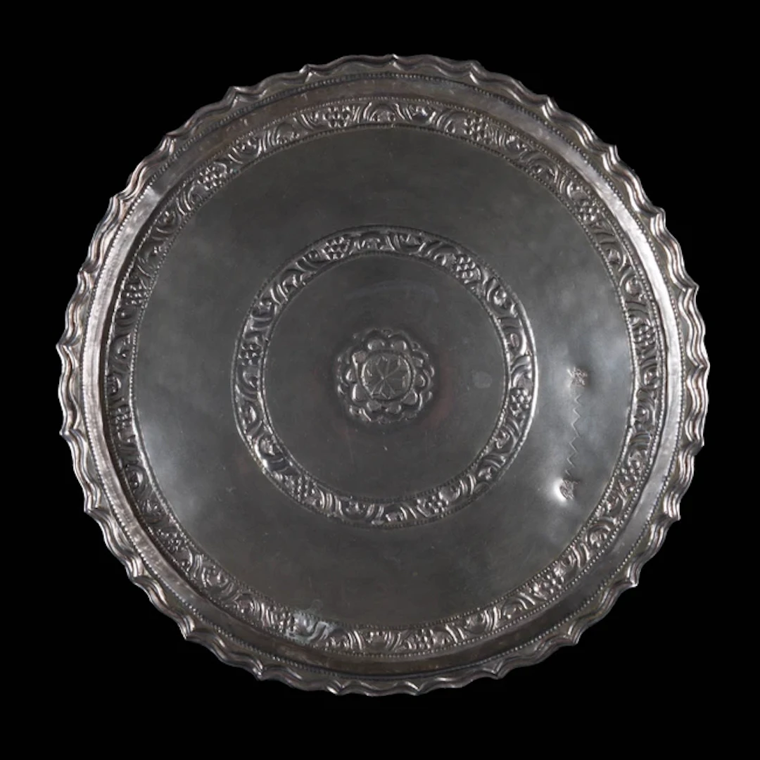 A circular silver plated tray,Ottoman empire