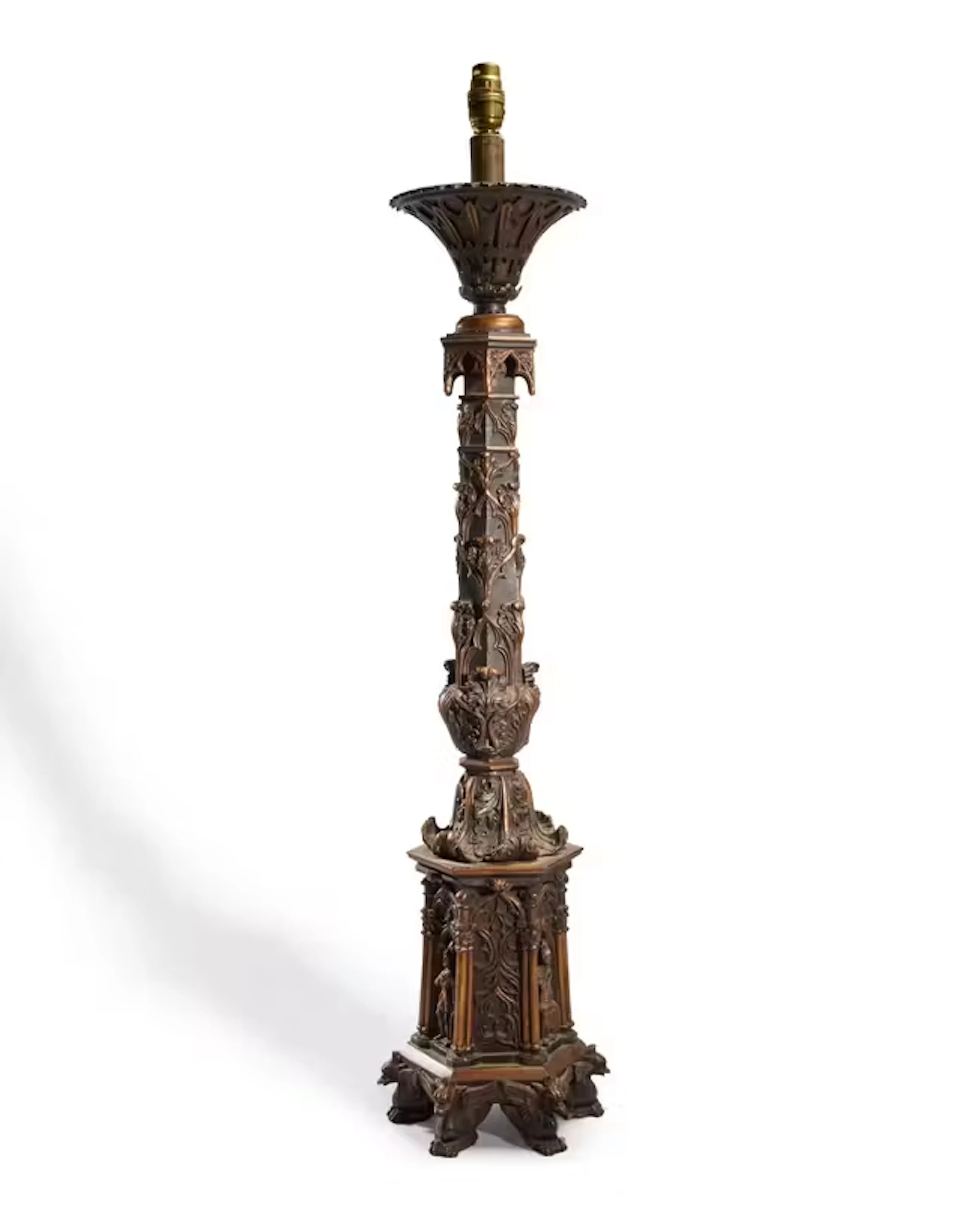 An early Victorian bronze table lamp
