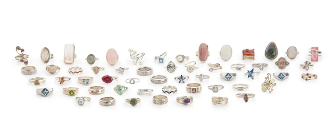 A group of gem-set rings
