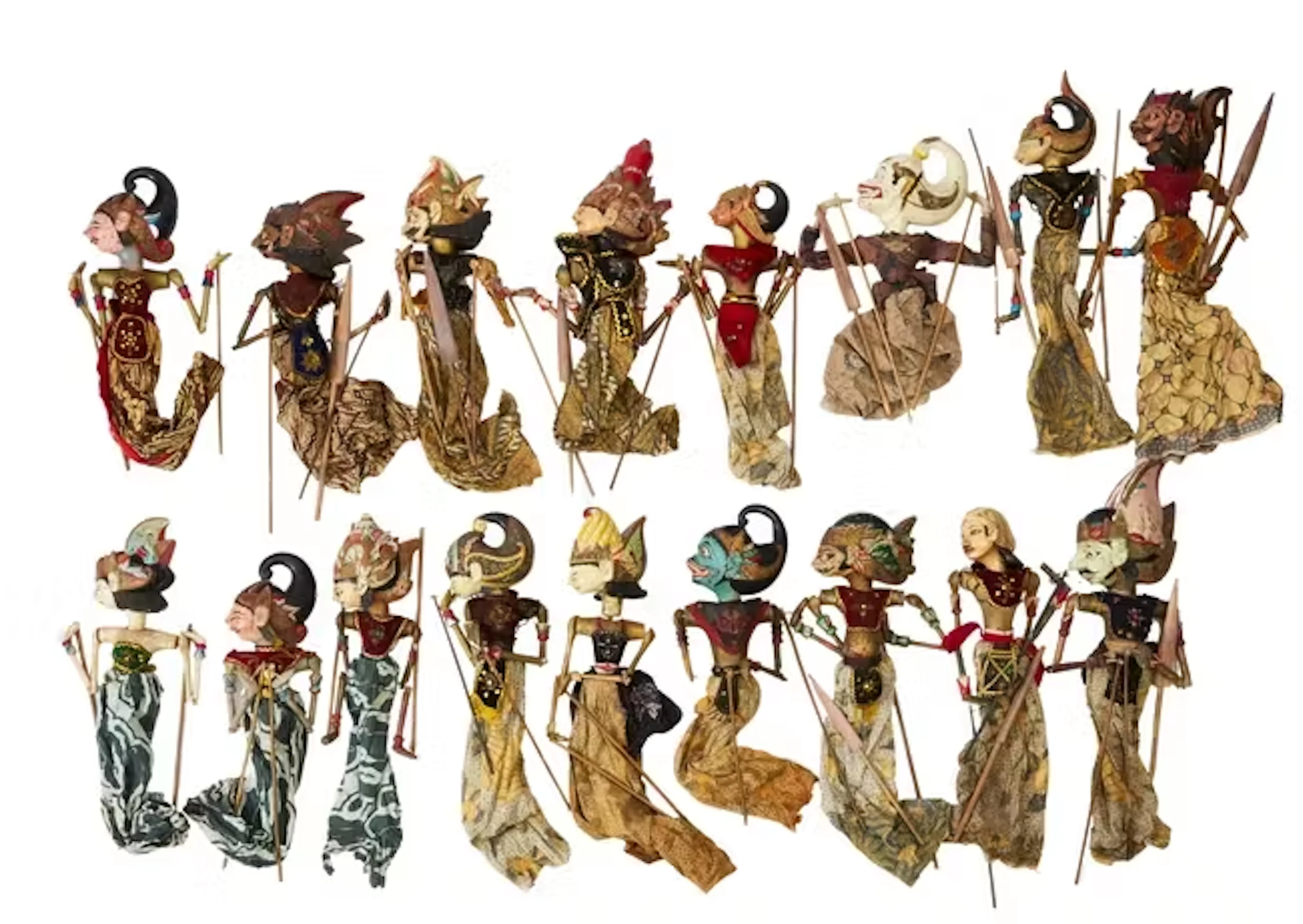 Seventeen Wayang puppets
