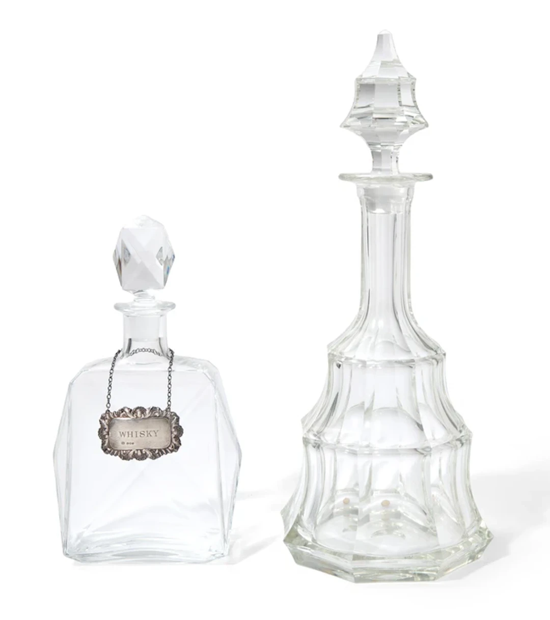 Two modern crystal decanters