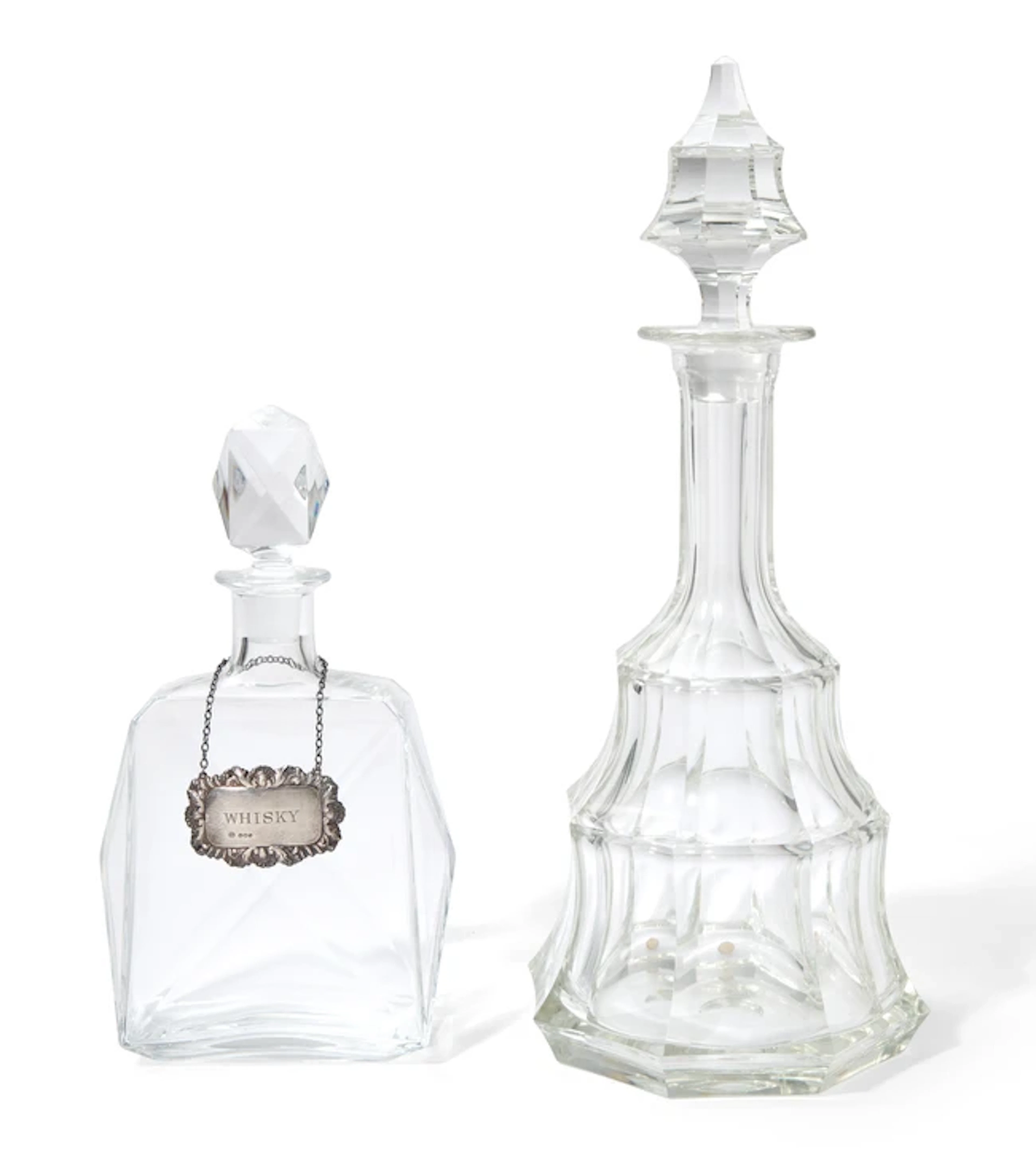 Two modern crystal decanters