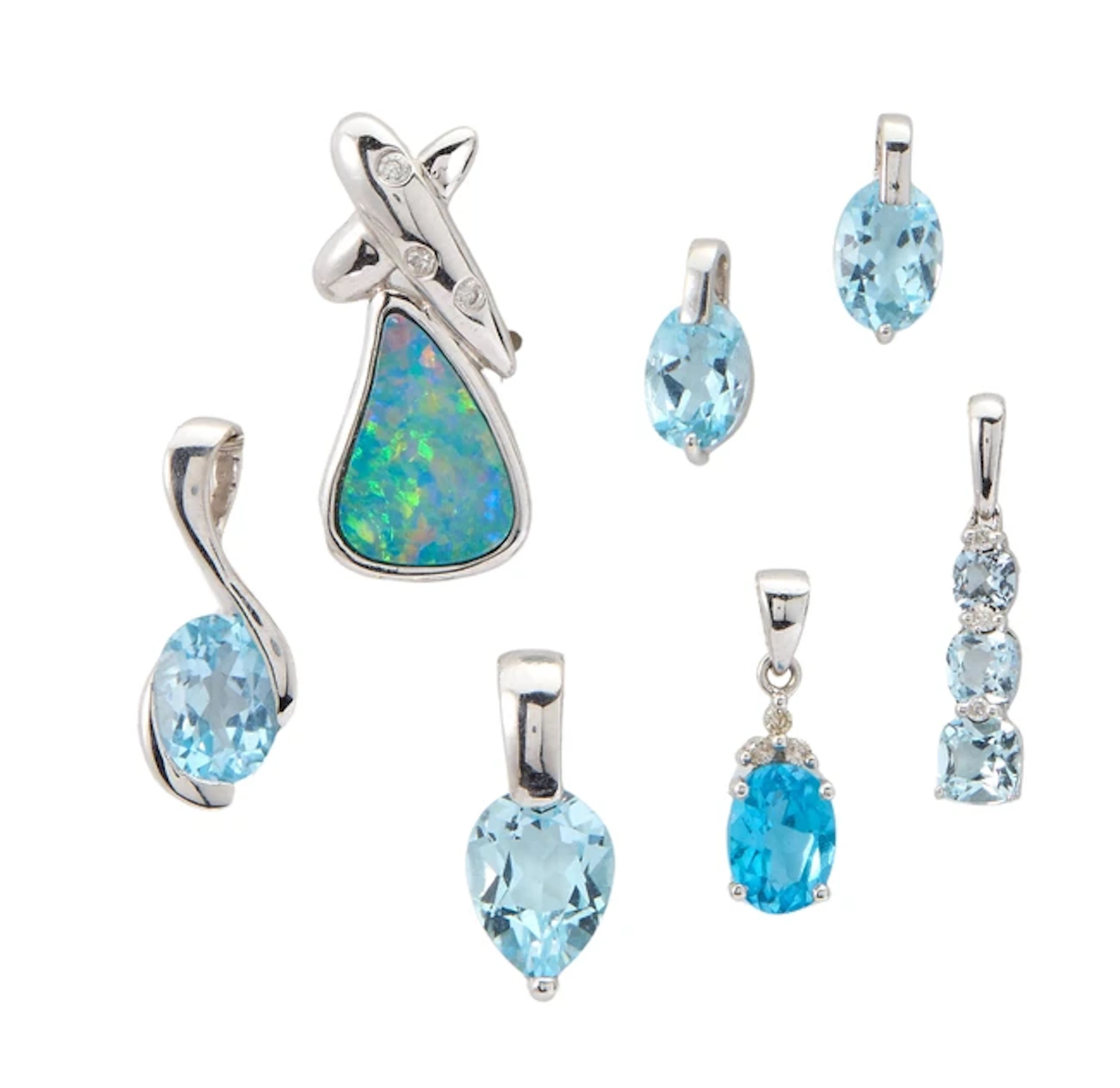 A group of white gold gem-set jewellery