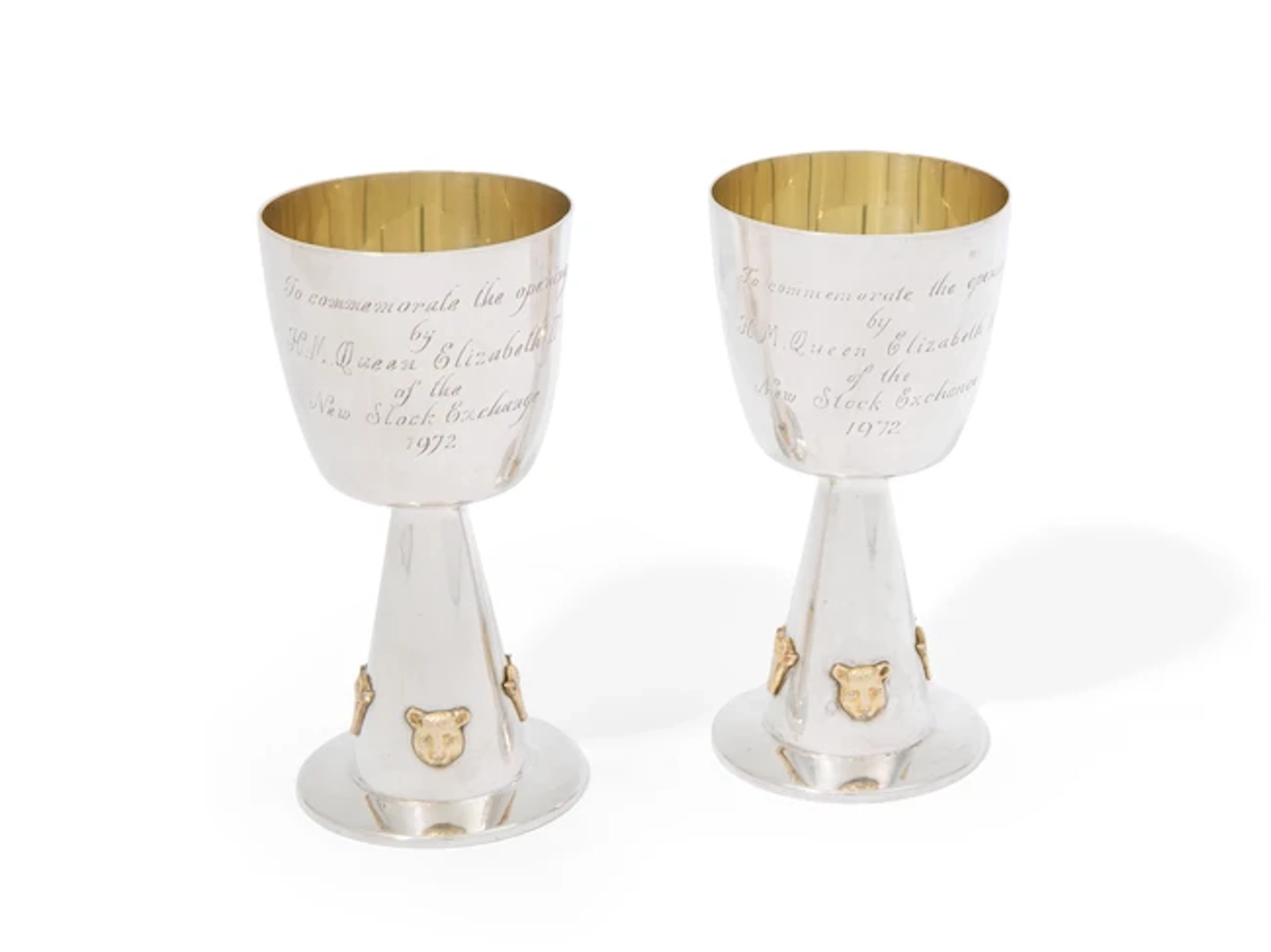 A pair of limited-edition Elizabeth II silver commemorative goblets