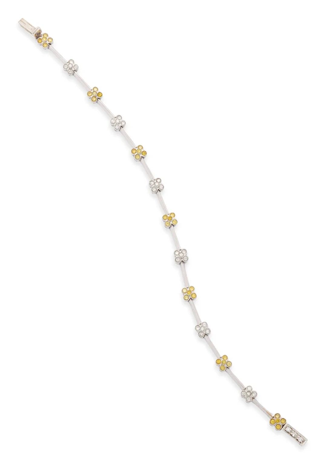 A diamond and coloured diamond bracelet