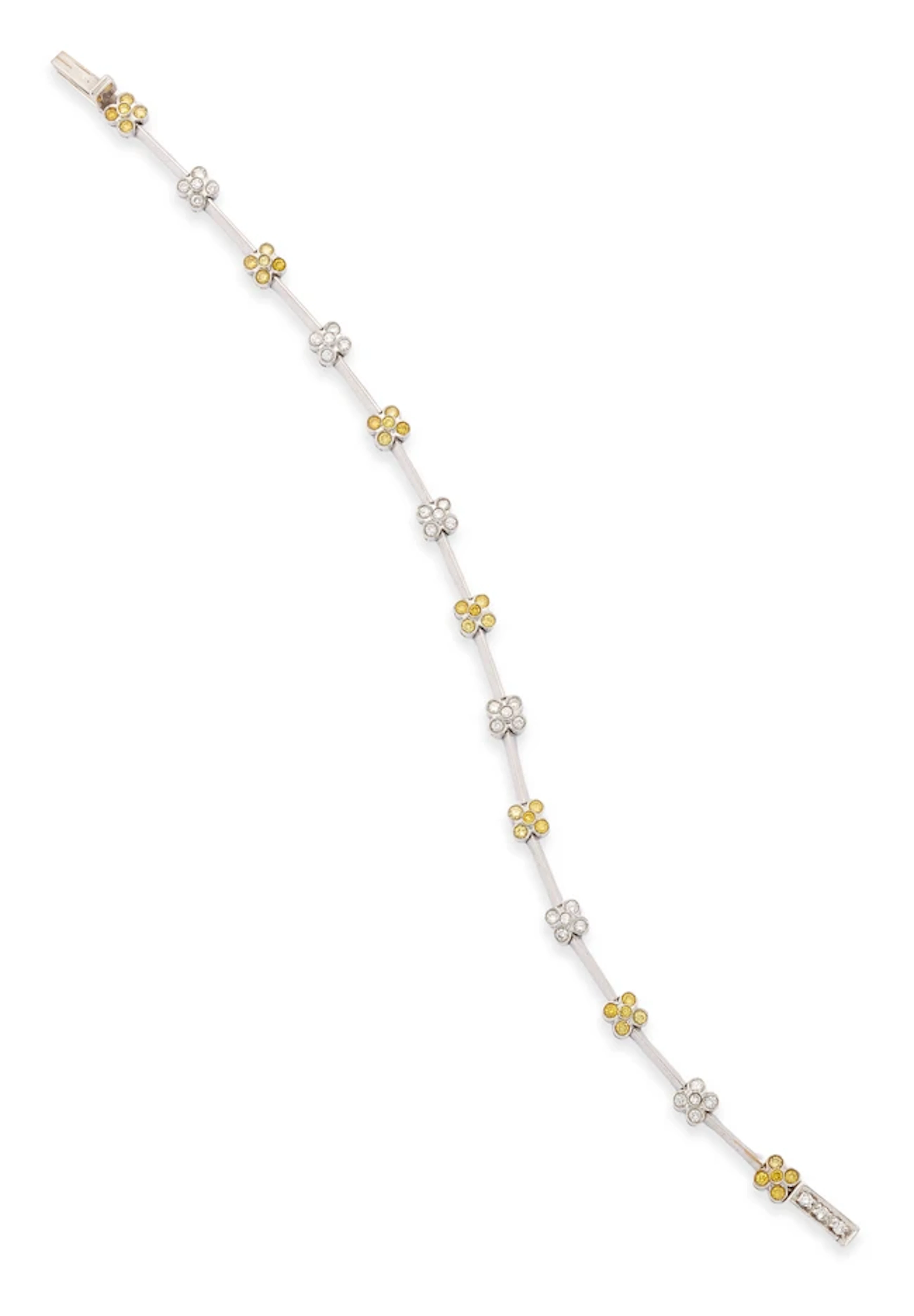 A diamond and coloured diamond bracelet