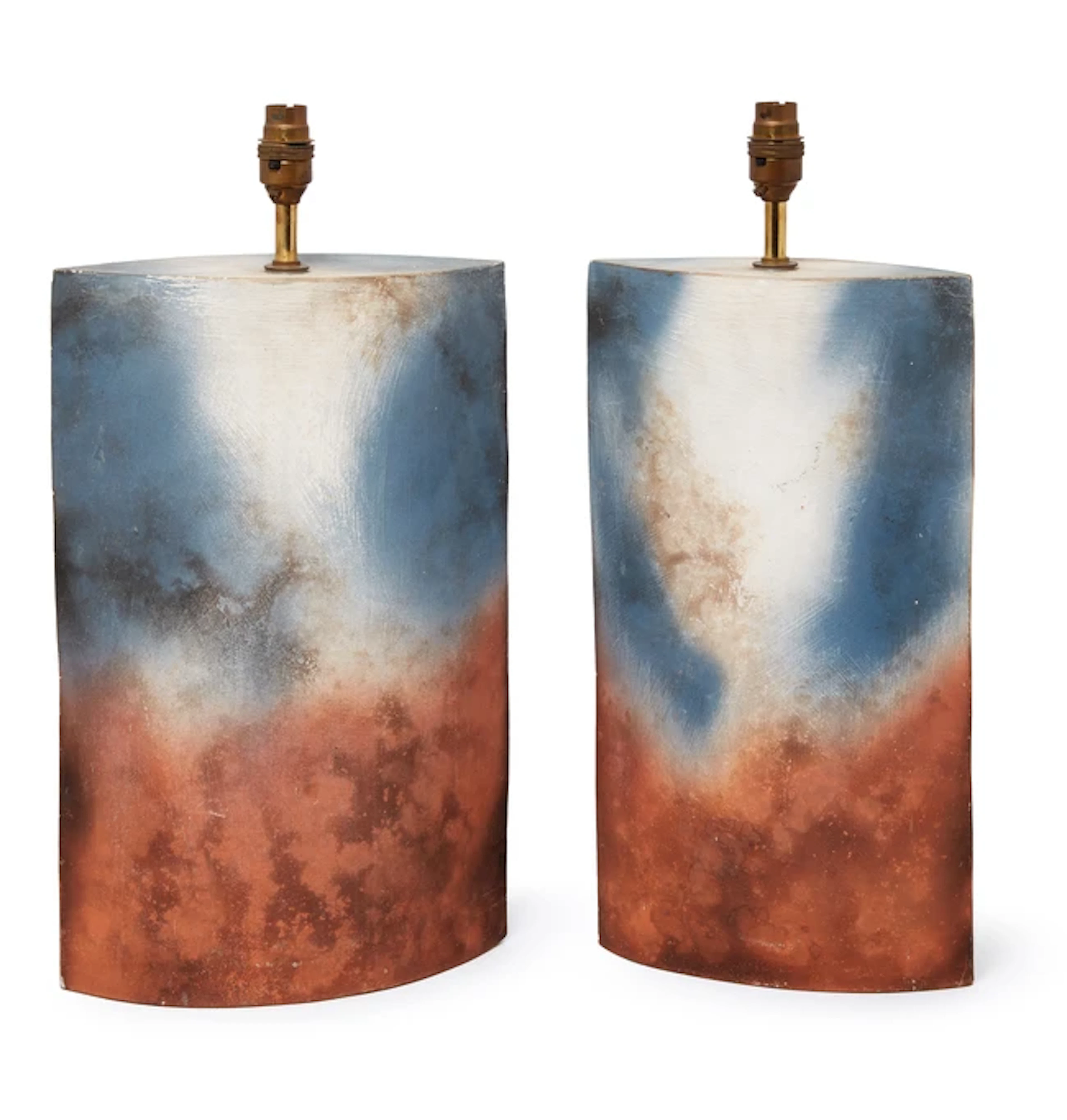 Studio Pottery Two biconvex table lamps