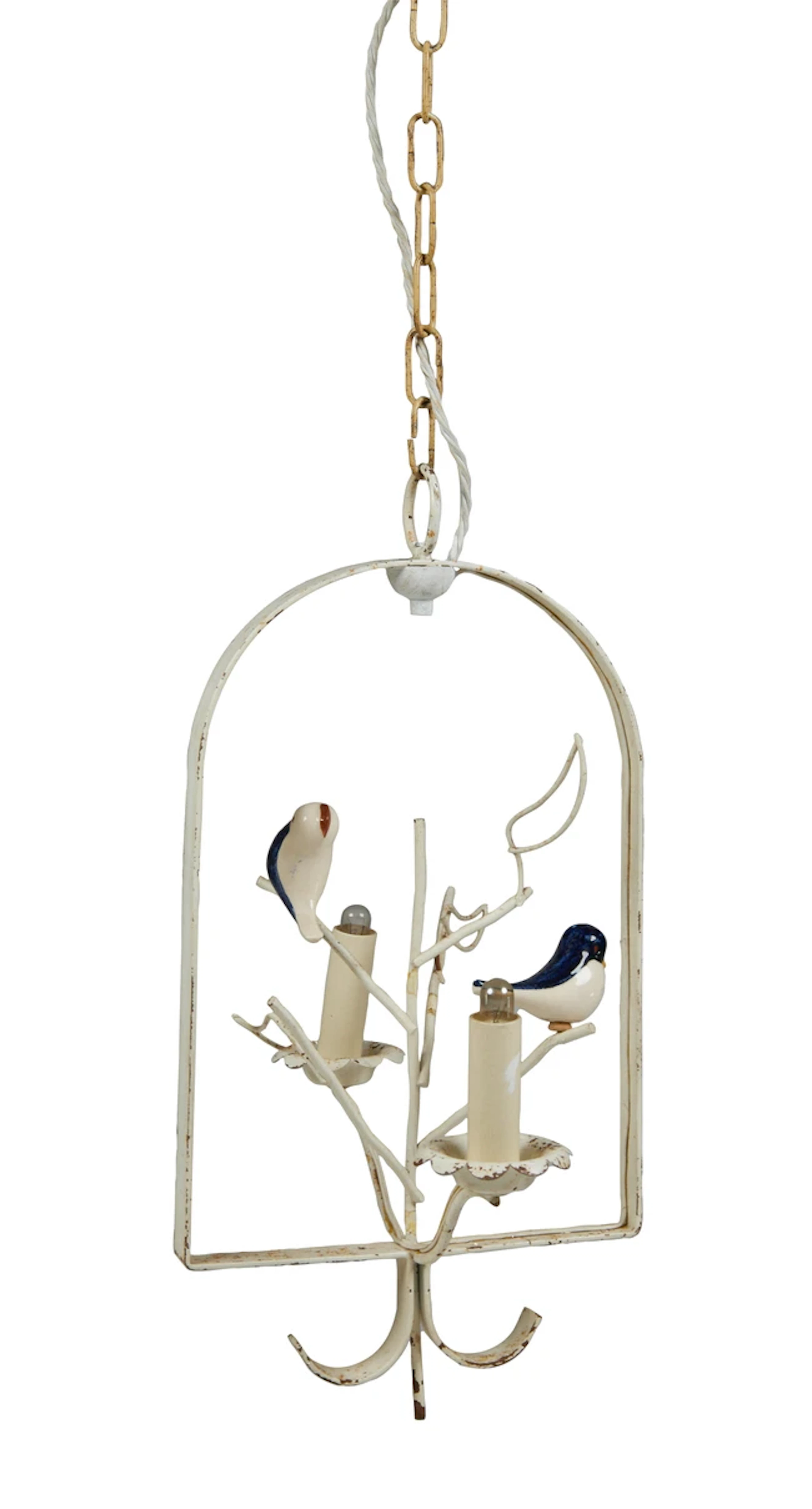 Manner of Colette Gueden Ceiling light with ceramic birds
