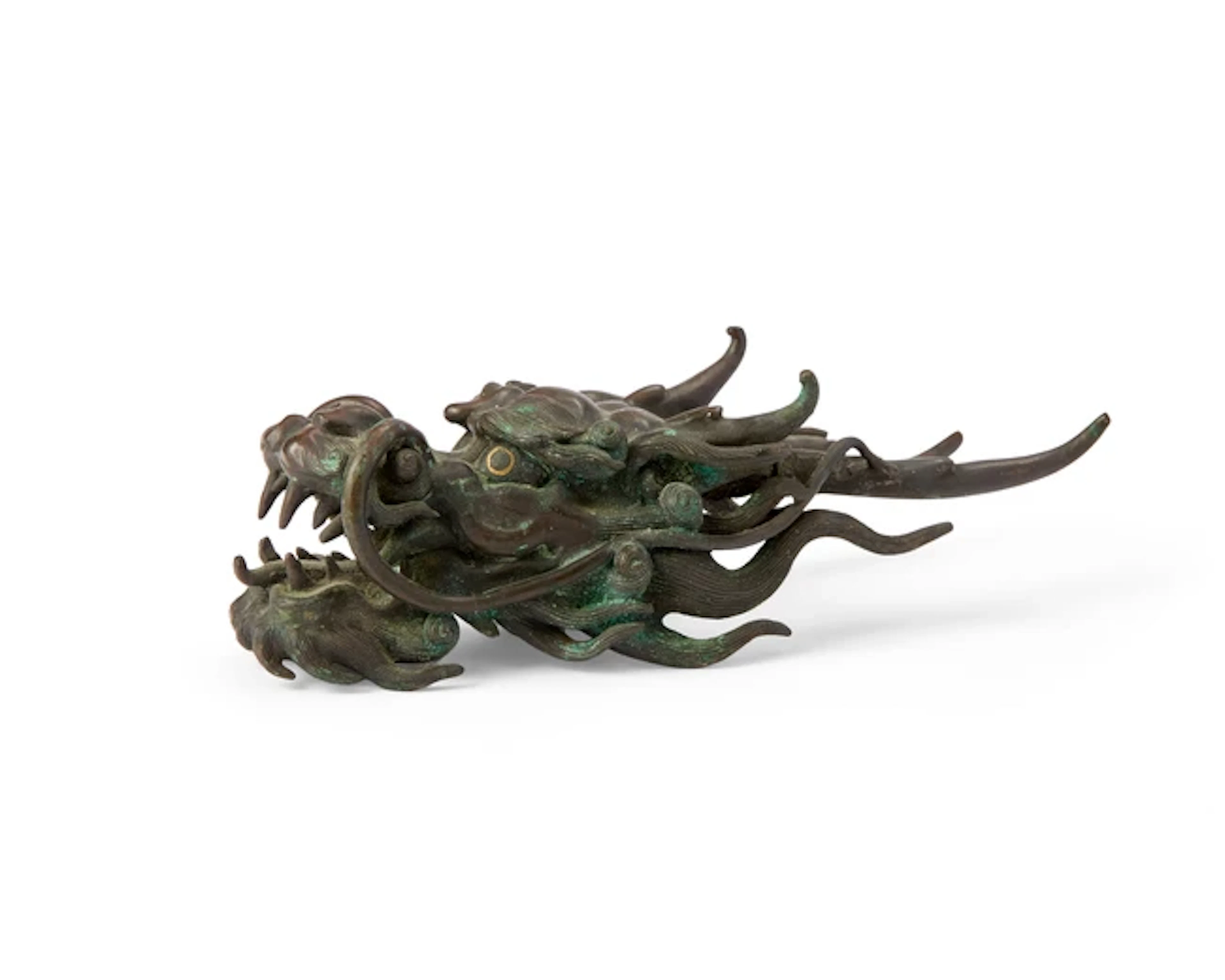 A Japanese bronze fragment of a dragon head Meiji period...
