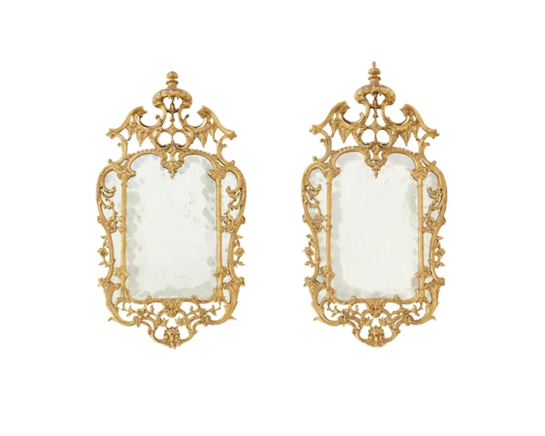 A pair of English carved giltwood mirrors