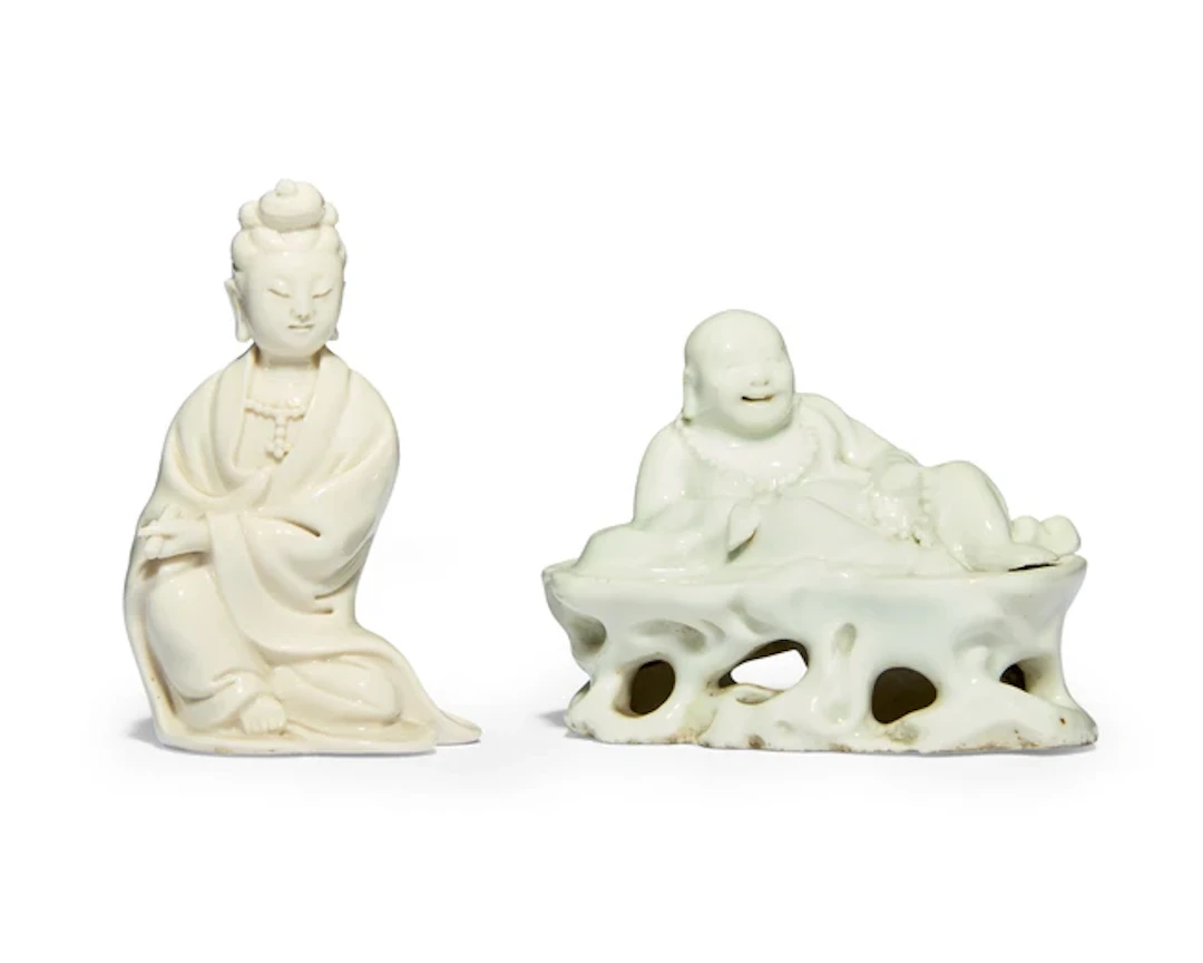 Two small Chinese Dehua Blanc-de-Chine Buddhist figures...