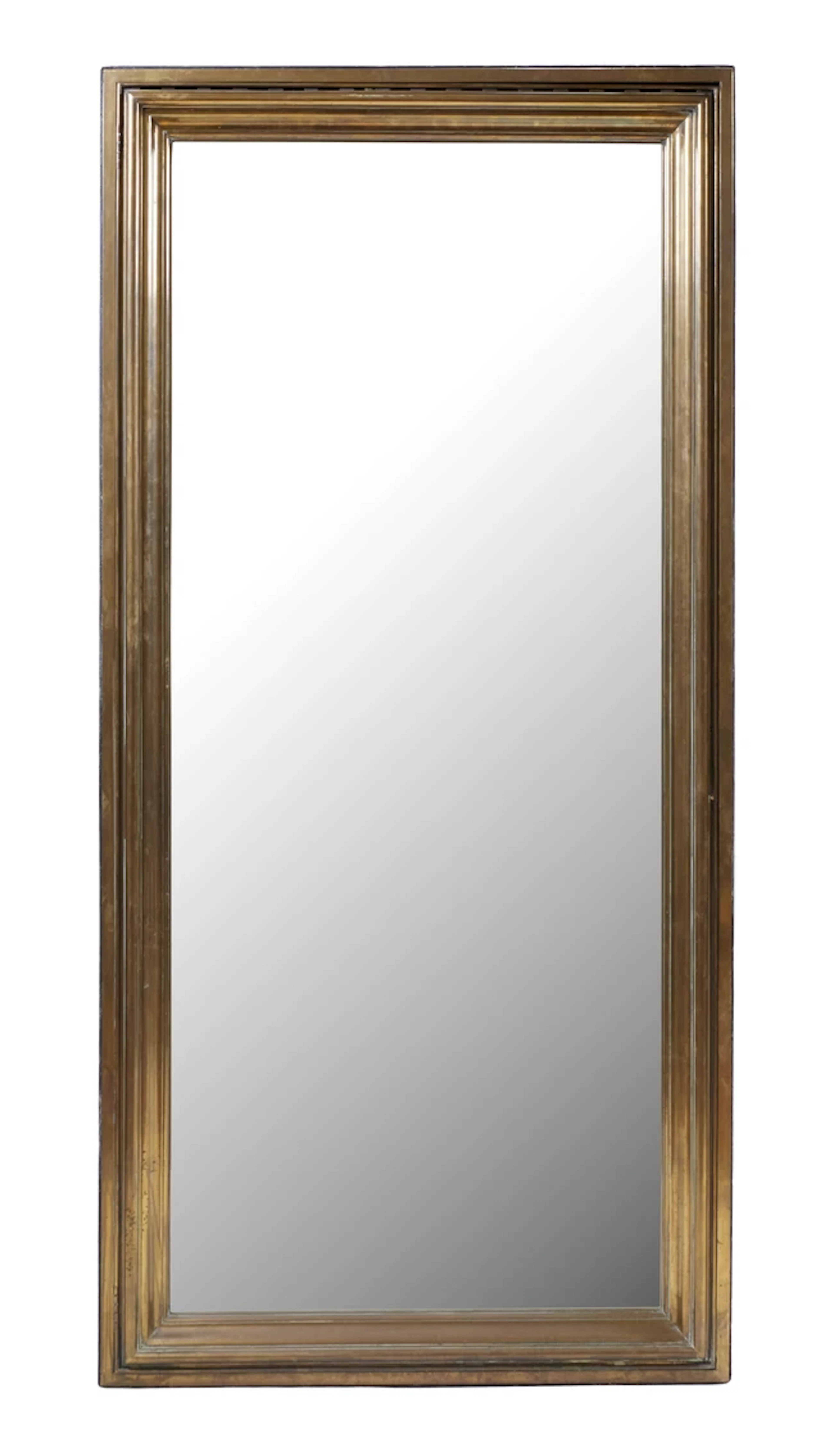 A French brass full length mirror