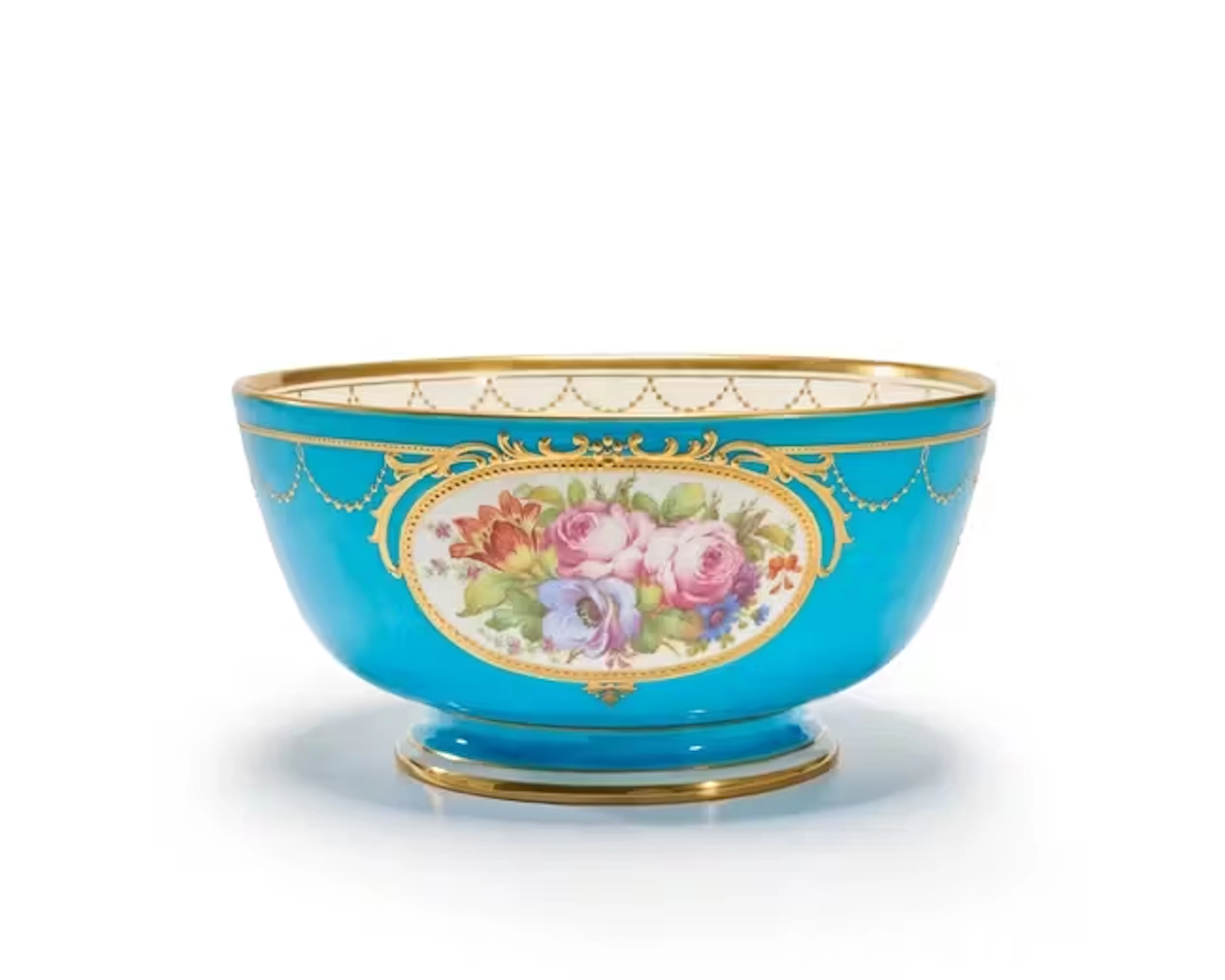 A Minton porcelain Sèvres style footed bowl